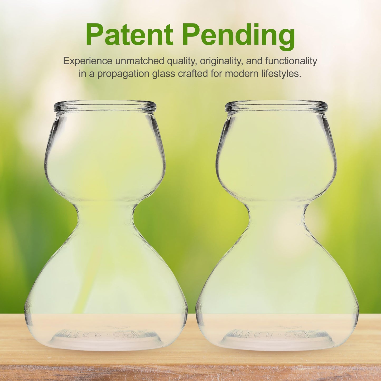 Garden Guru Plant Propagation Stations – Self-Standing Hourglass Glass Vases for Hydroponic Plant Growth – Unique Double Bubble Design for Home Decor (Set of 2)