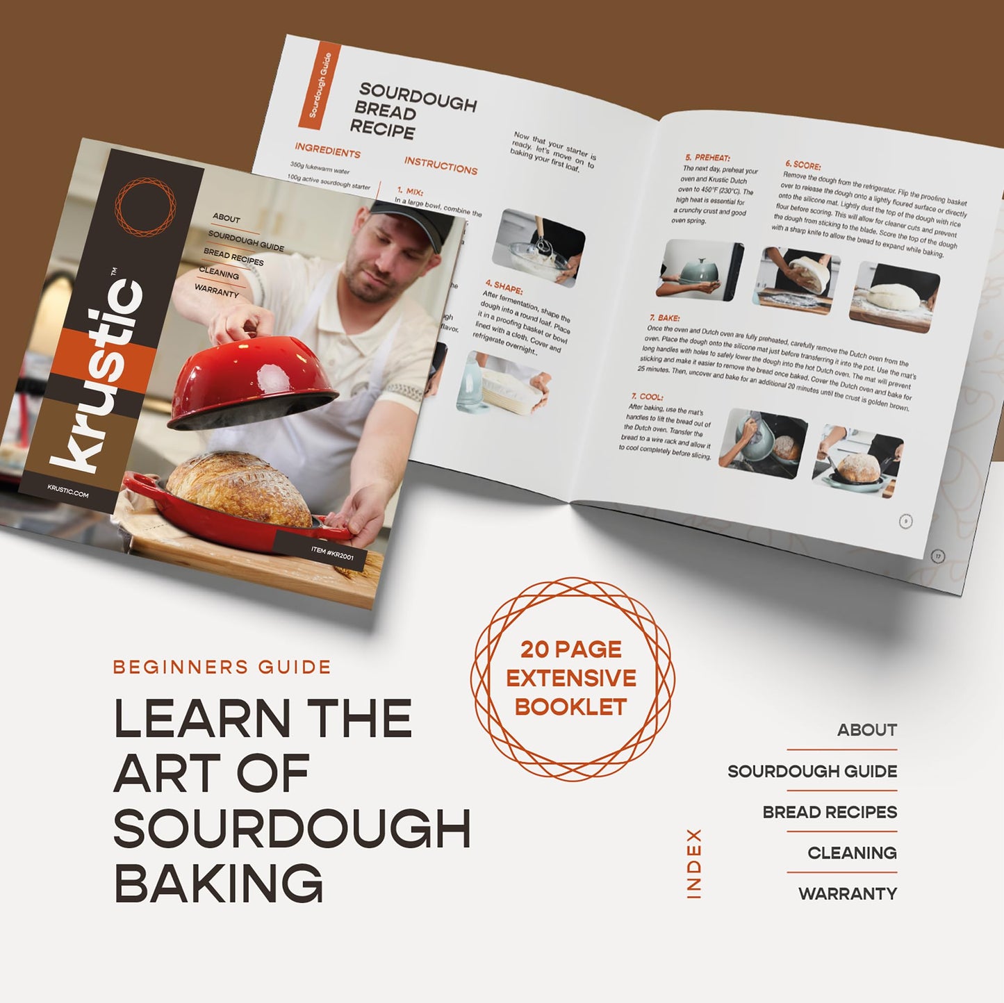 Krustic Enameled Cast Iron Dutch Oven for Sourdough Bread Baking | 6 Quart Pot with Lid | 10 Inch Ceramic Enamel Thick Coated Cookware Set with Non Stick Silicone Baking Mat for Cooking (Grey)