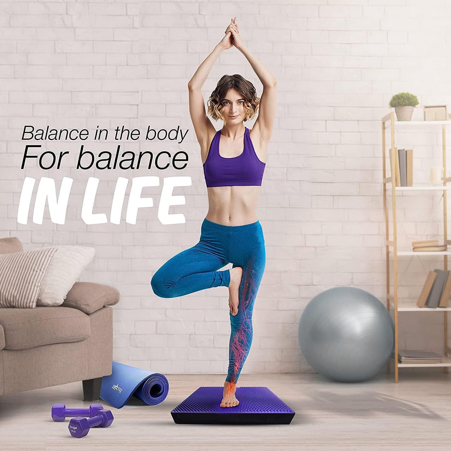 Yes4All Balance Pad Massage/Yoga Pad with Foot Massage Mat for Physical Therapy and Fitness Workout Training, Suitable for Home, Work, Rehabilitation- Purple X-Large