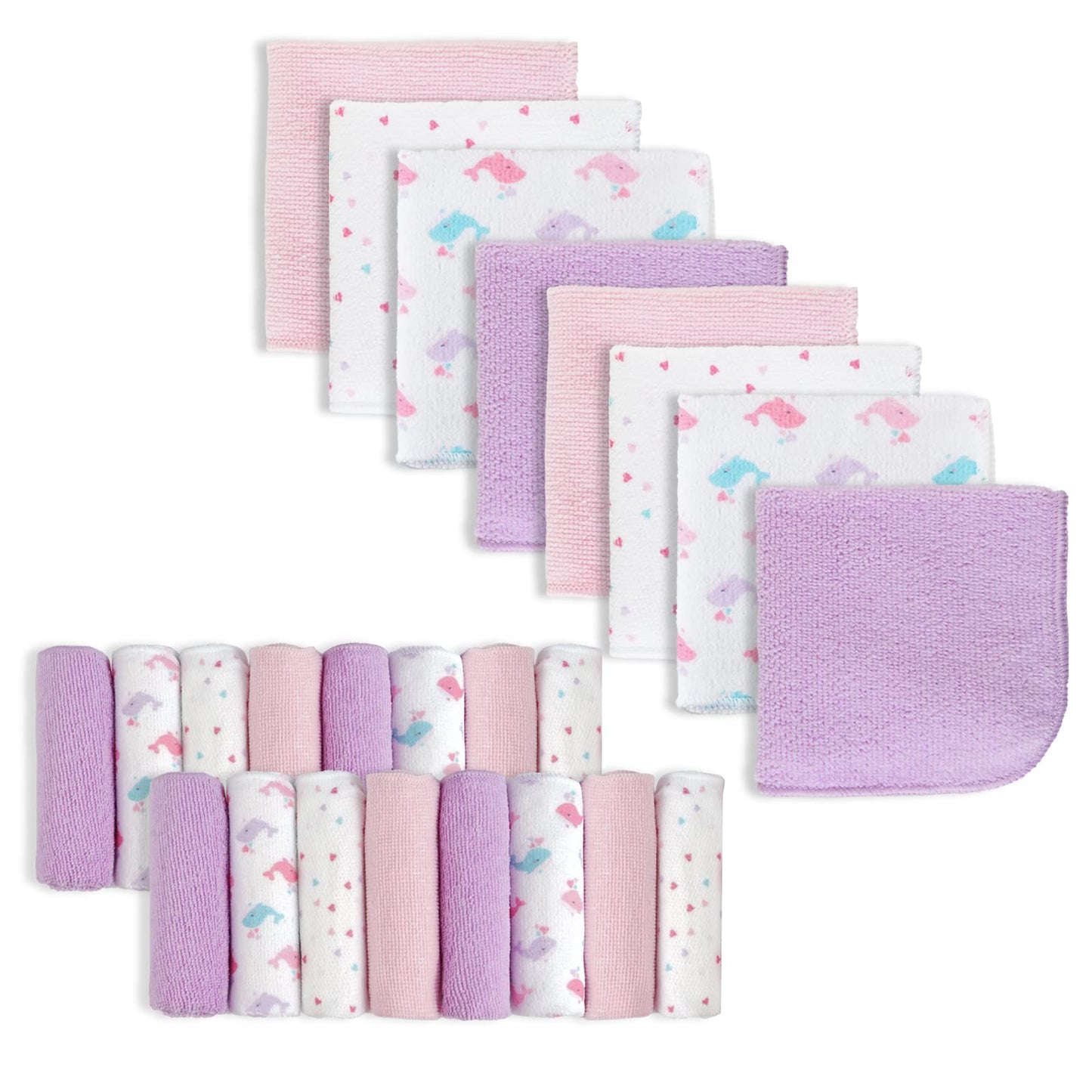 Baby Washcloths, 24Pack Baby Wash Cloths Extra Soft & Ultra Absorbent, Baby Towels and Washcloths Face Towel Unisex for Boys Girls Face & Body, Washclothes Gentle on Sensitive Skin, 9x9 Unicorn