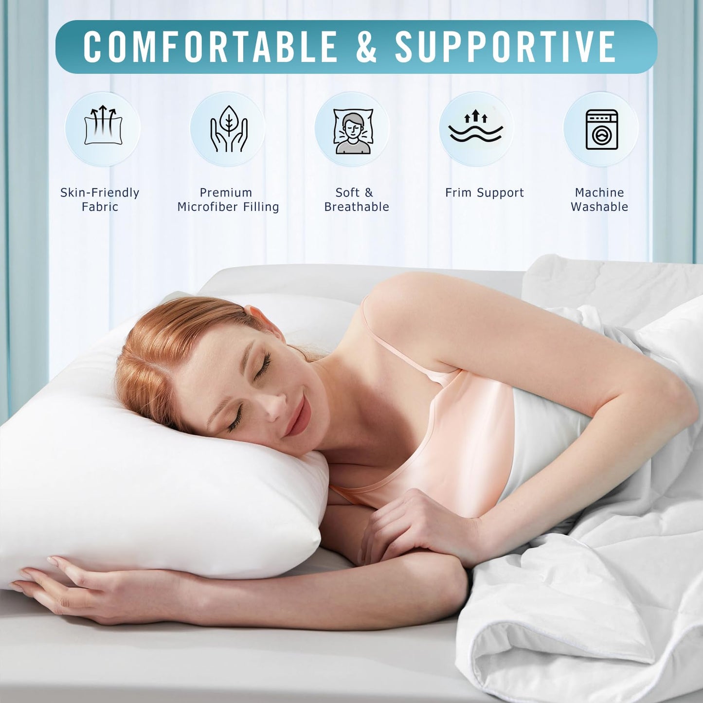 Sycoodeal Hotel Collection Bed Pillows for Sleeping 2 Pack,Standard Size Cooling Pillows,Hotel Quality with Premium Soft Down Alternative Fill for Side Stomach Back Sleepers