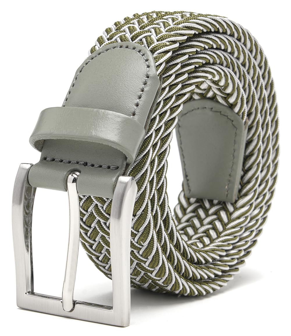 Fabio Valenti Men's Stretch Belt,Woven Braided Web Belt 1 3/8 for Golf Casual Pants Shirts Jeans