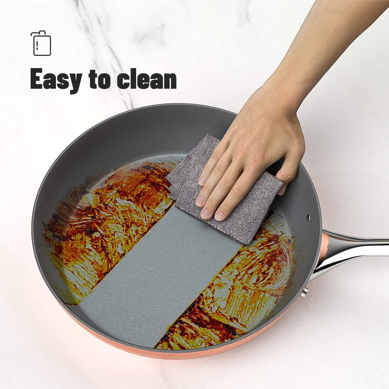 COOKSMARK 10-Piece Diamond Nonstick Ceramic Induction Cookware Set Scratch-Resistant Pots and Pans Set with Lids, Dishwasher Safe Oven Safe, Copper