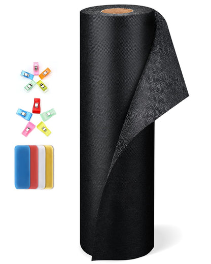 Light Weight Fusible Interfacing for Sewing, 11.6" x 30yd White Interfacing Fabric for Sewing, Fusible Interfacing Single-Sided with Tailors Chalk and Clips for Sewing Supplies DIY Crafts