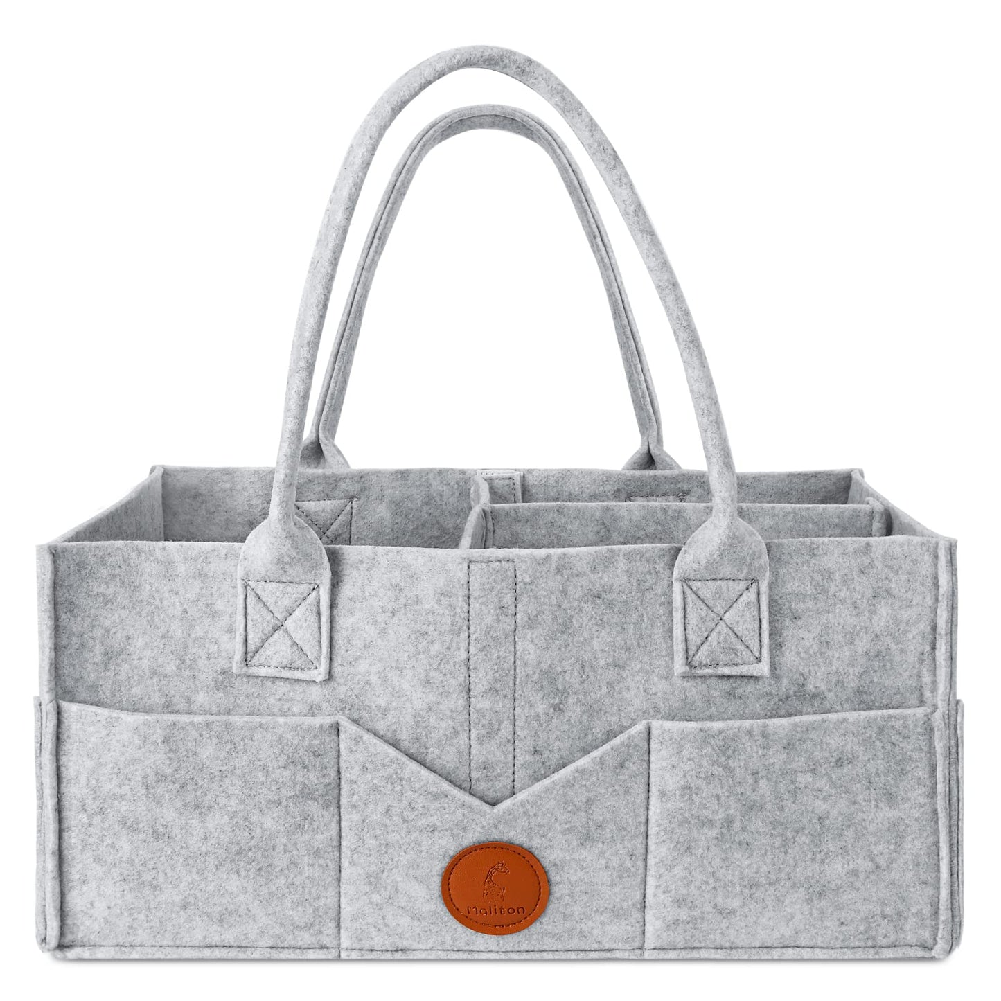 Maliton Baby Diaper Caddy Organizer for Changing Table, Nursery Storage Bin Basket with Handle, Felt Diaper Organizer Suitable for Indoor Outdoor (Khaki)