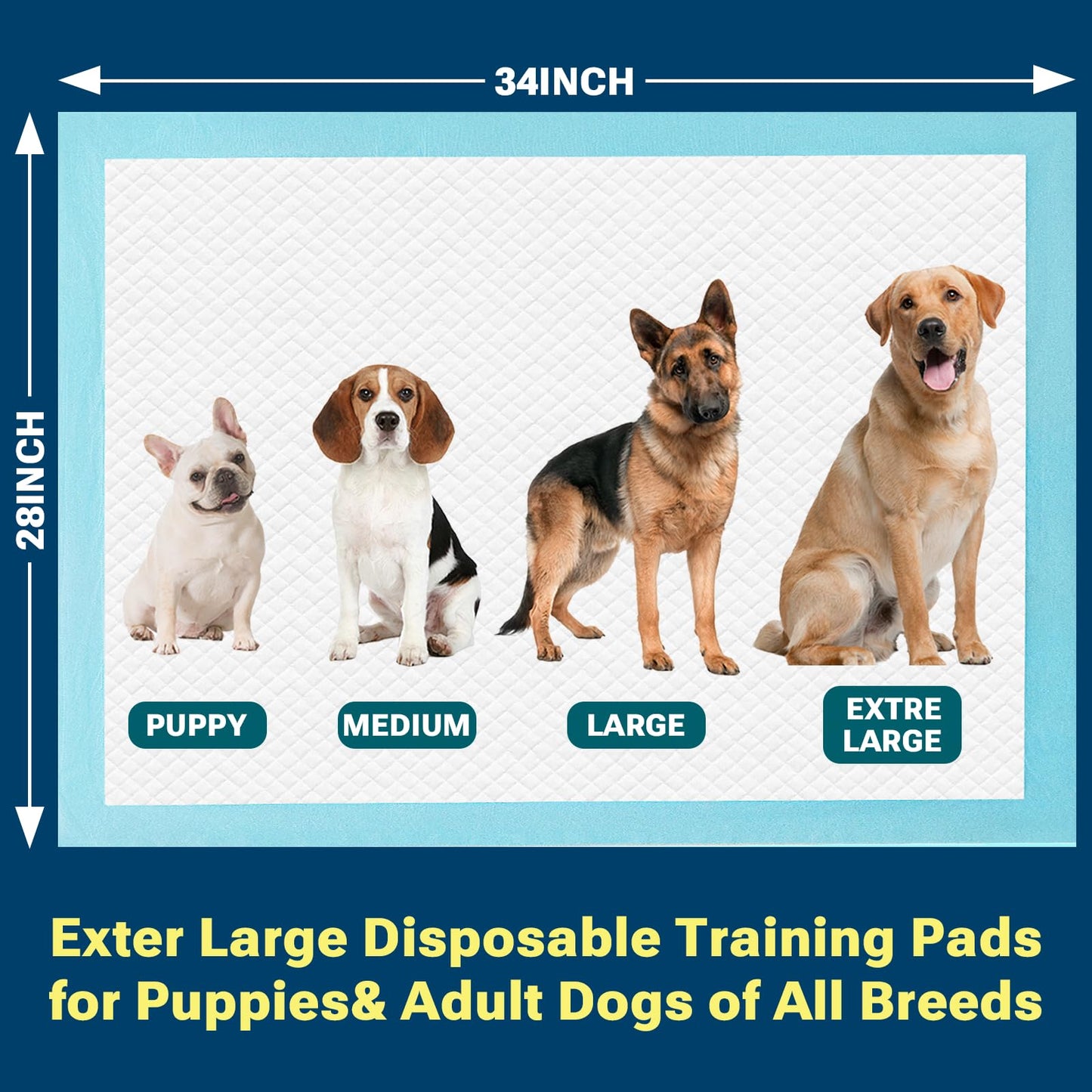 Clean Spaces Super Absorbent Puppy Pads 28"x34" 50 Count, Quick Drying Dog Training Pee Pads, Disposable Underpads for Baby and Adults