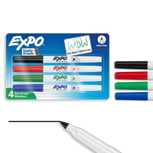 EXPO Dry Erase Markers, Low Odor Ink, Assorted Colors, Ultra Fine Tip, 36 Count