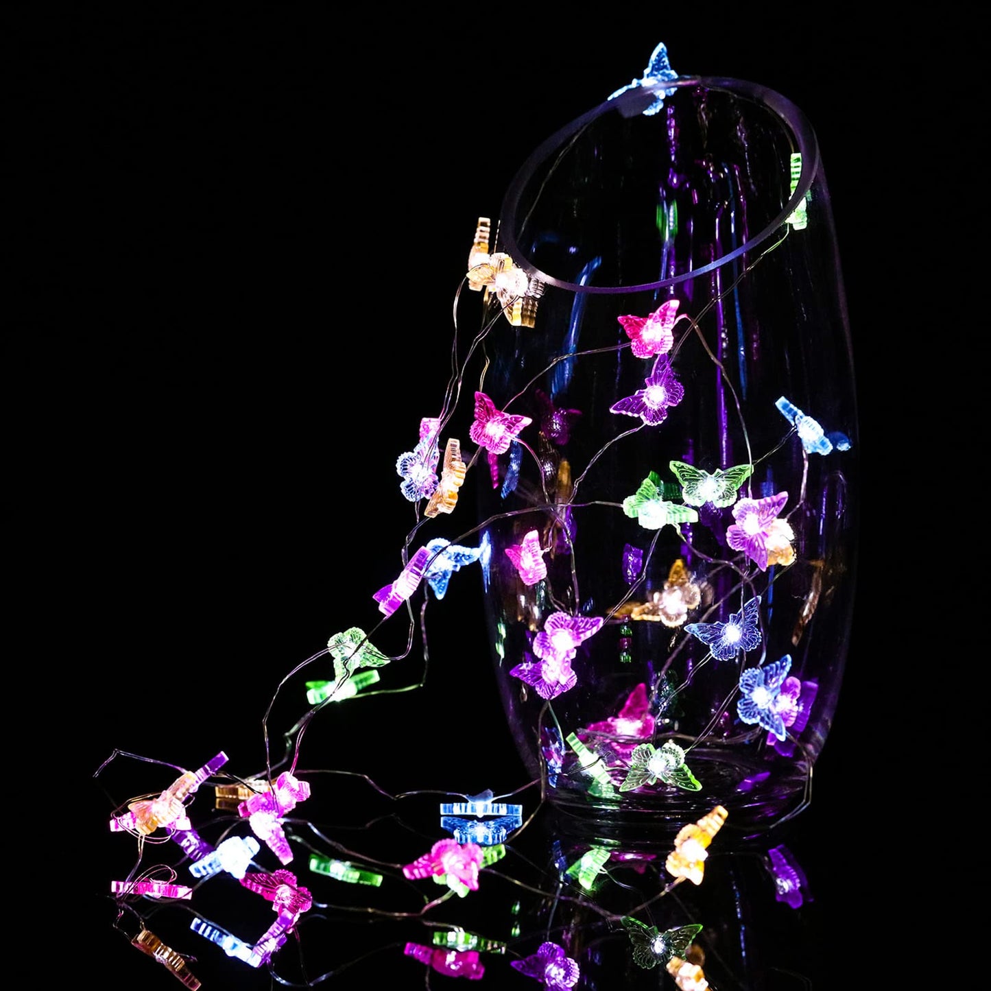 Tuanse Butterfly String Lights, 10ft 40 LEDs Battery Operated 12 Modes Summer Fairy Light Decor with Remote and Timer for Bedroom Party Garden Wedding Decoration