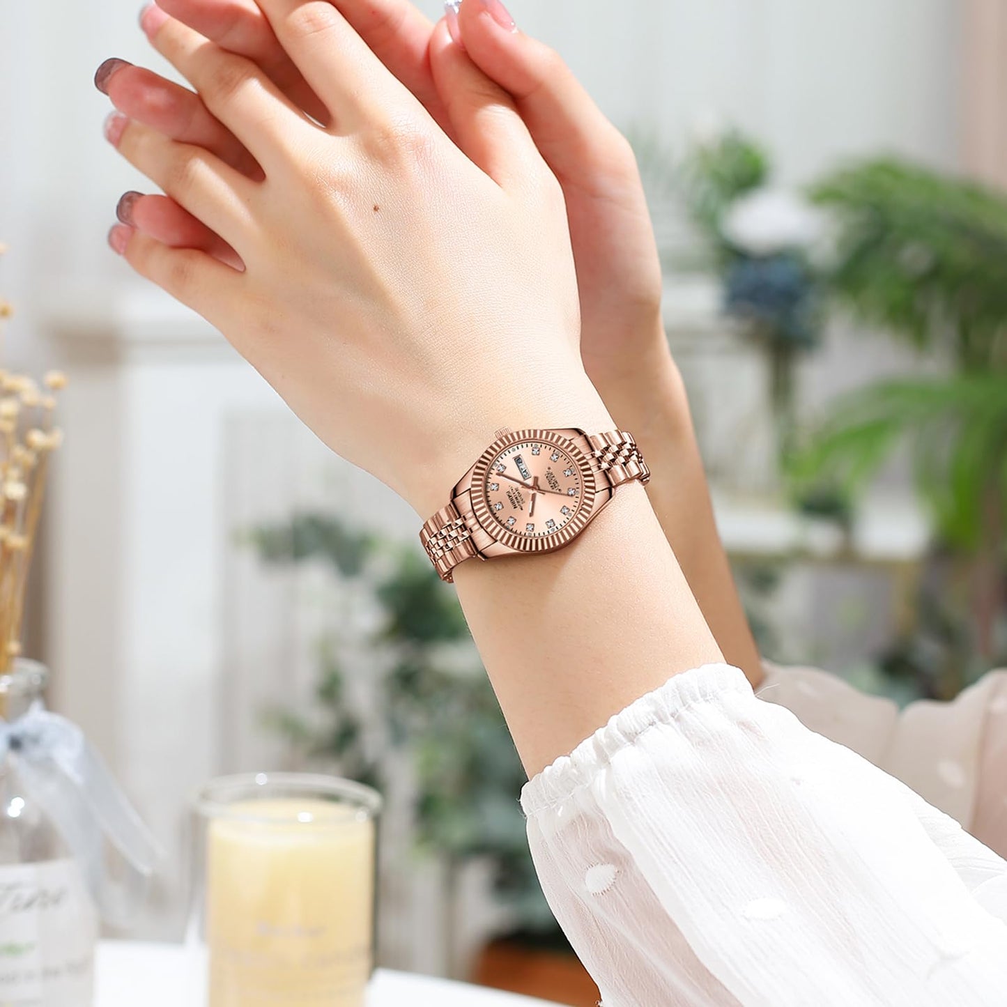 NIBOSI Watches for Women Analog Quartz Stainless Steel Dial Rose Gold Bracelet with Day Date Luminous Waterproof Dainty Classic Luxury Diamond Elegant Dress Women's Watch for Small Wrists