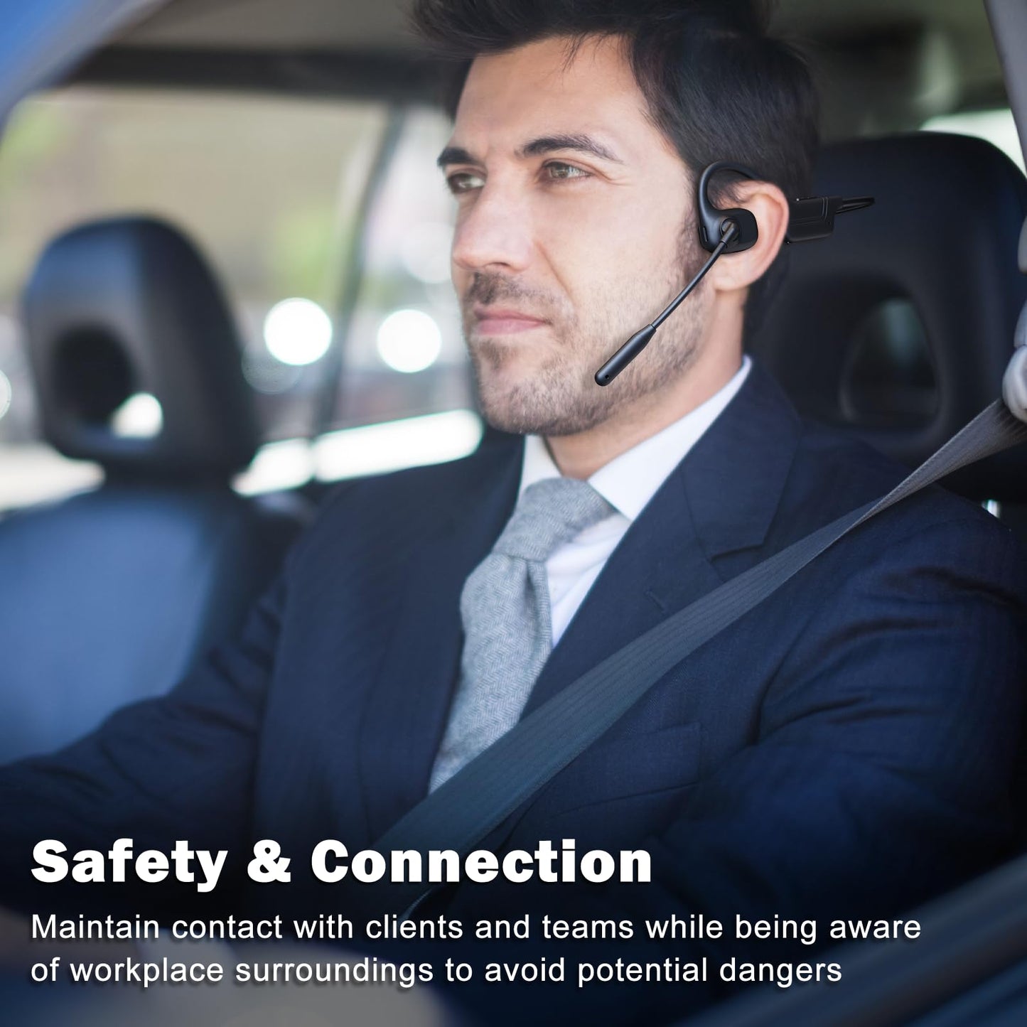 voijump Open Ear Headphones with Mic, Bluetooth Wireless Headset with Microphone, Multipoint Connect Bluetooth 5.3 Headphone, Sweatproof Wireless Headset for Work, Driving, Running, Workouts