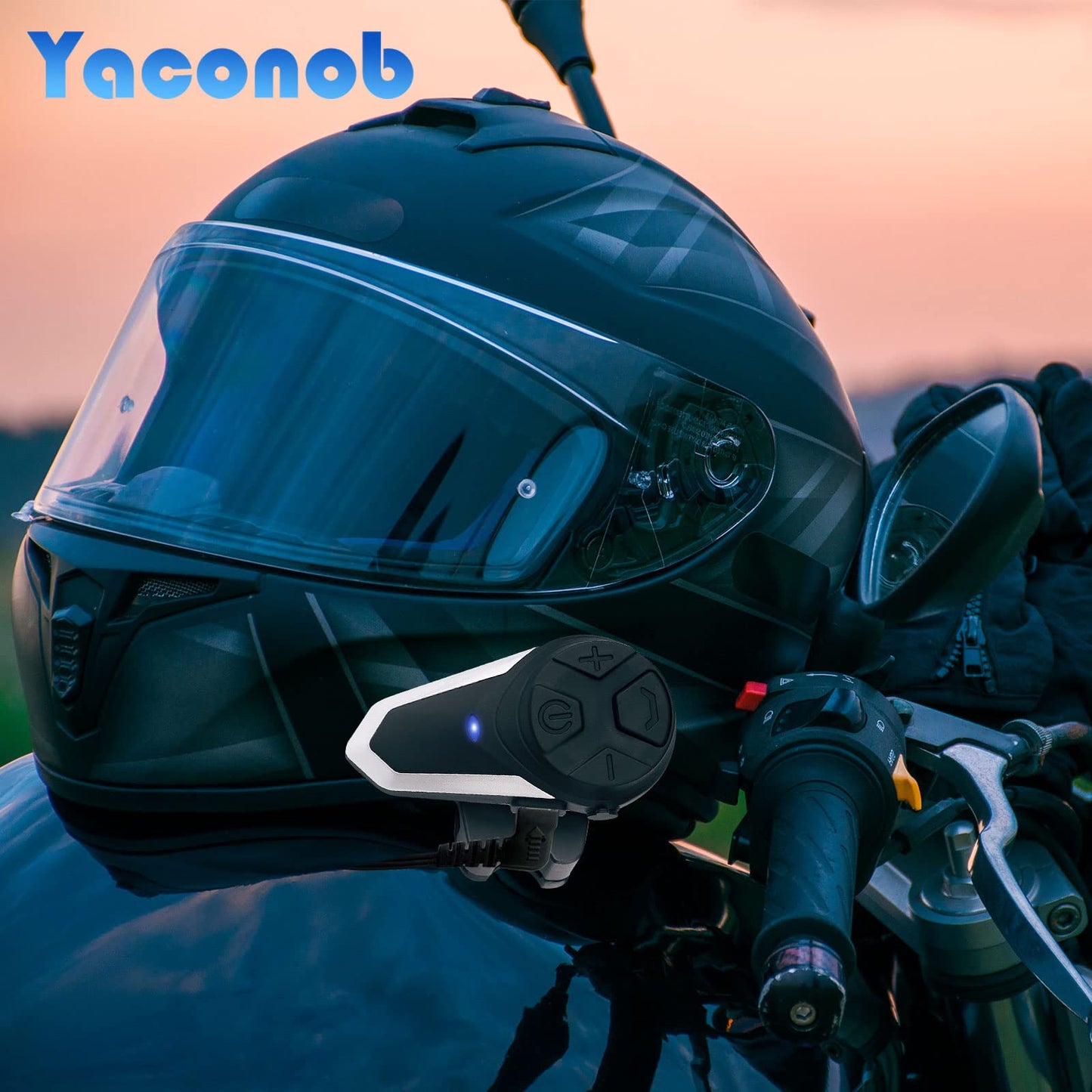Yaconob Motorcycle Bluetooth Headset BT-S3NS 1000m Motorcycle Helmet Bluetooth Radio Intercom Wireless Interphone to 2-3 Riders (Waterproof/Handsfree/Stereo Music/FM Radio/GPS/MP3 (2 Pack)