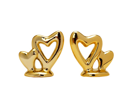 Dawbun Gold Small Animal Statue Heart Statue Decor Modern Style Ceramic Gold Heart Animal Figurines Statues for Home Decor Accents Living Room Office Table Bookshelf Desk Bedroom Decorative Objects