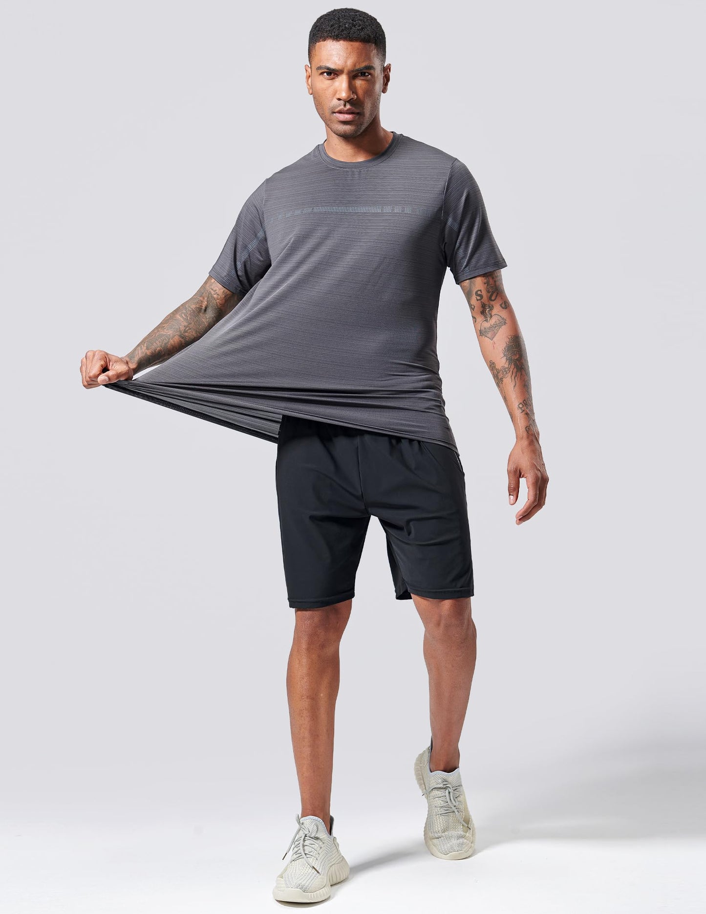 5 Pack Men’s Active Quick Dry Crew Neck T Shirts | Athletic Running Gym Workout Short Sleeve Tee Tops Bulk (Set 12, Medium)
