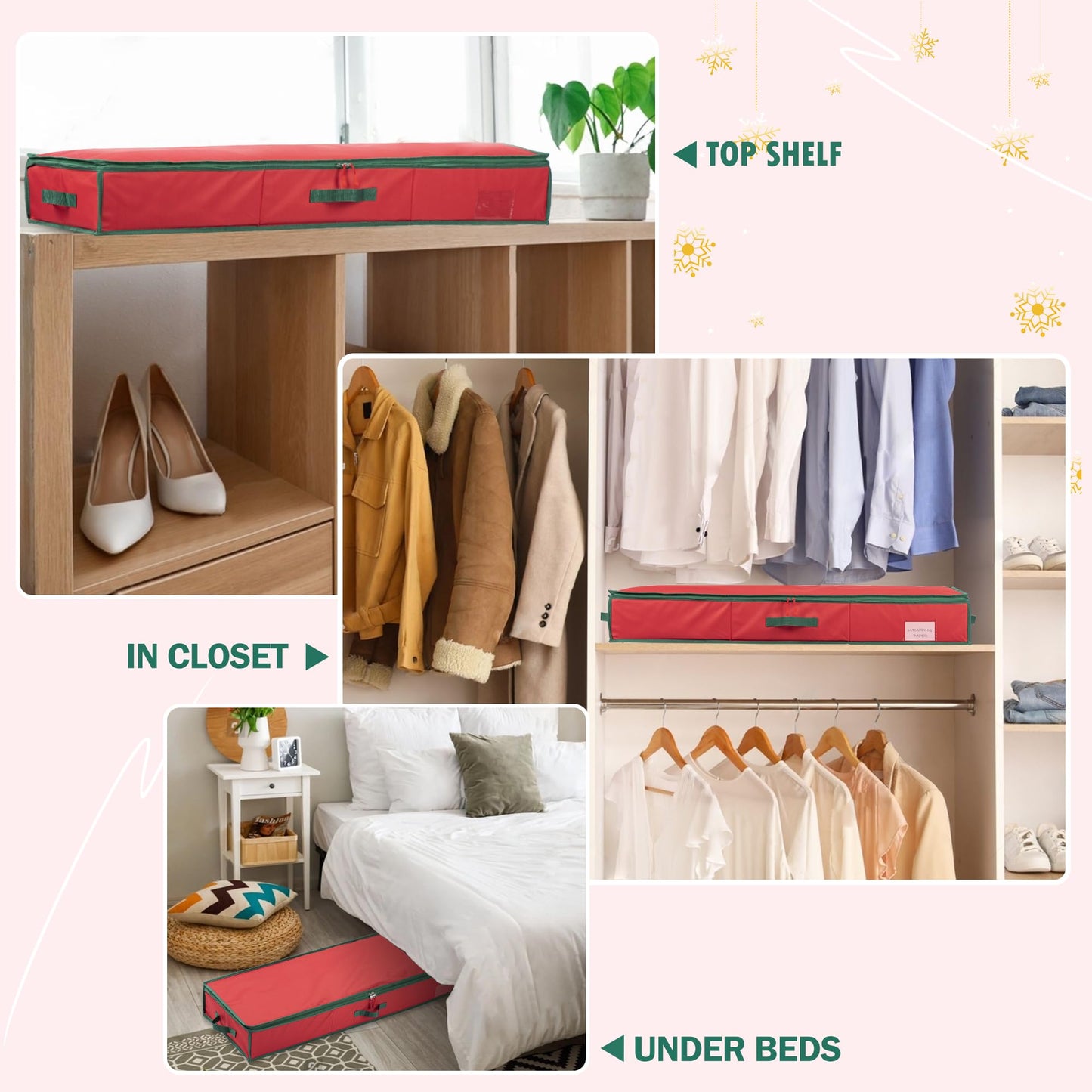 EXLIFBAG Wrapping Paper Organizer Storage for Christmas Gifts Wrapping Pape, Fits Ribbon, Ornaments, Holiday Accessories, 40"