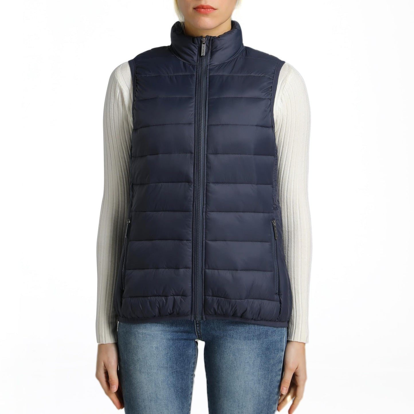 Alpine Swiss Jodie Womens Puffer Vest Insulated Vest Jacket Water Resistant Zip up Pockets Versatile Layer Outerwear NVY 2XL