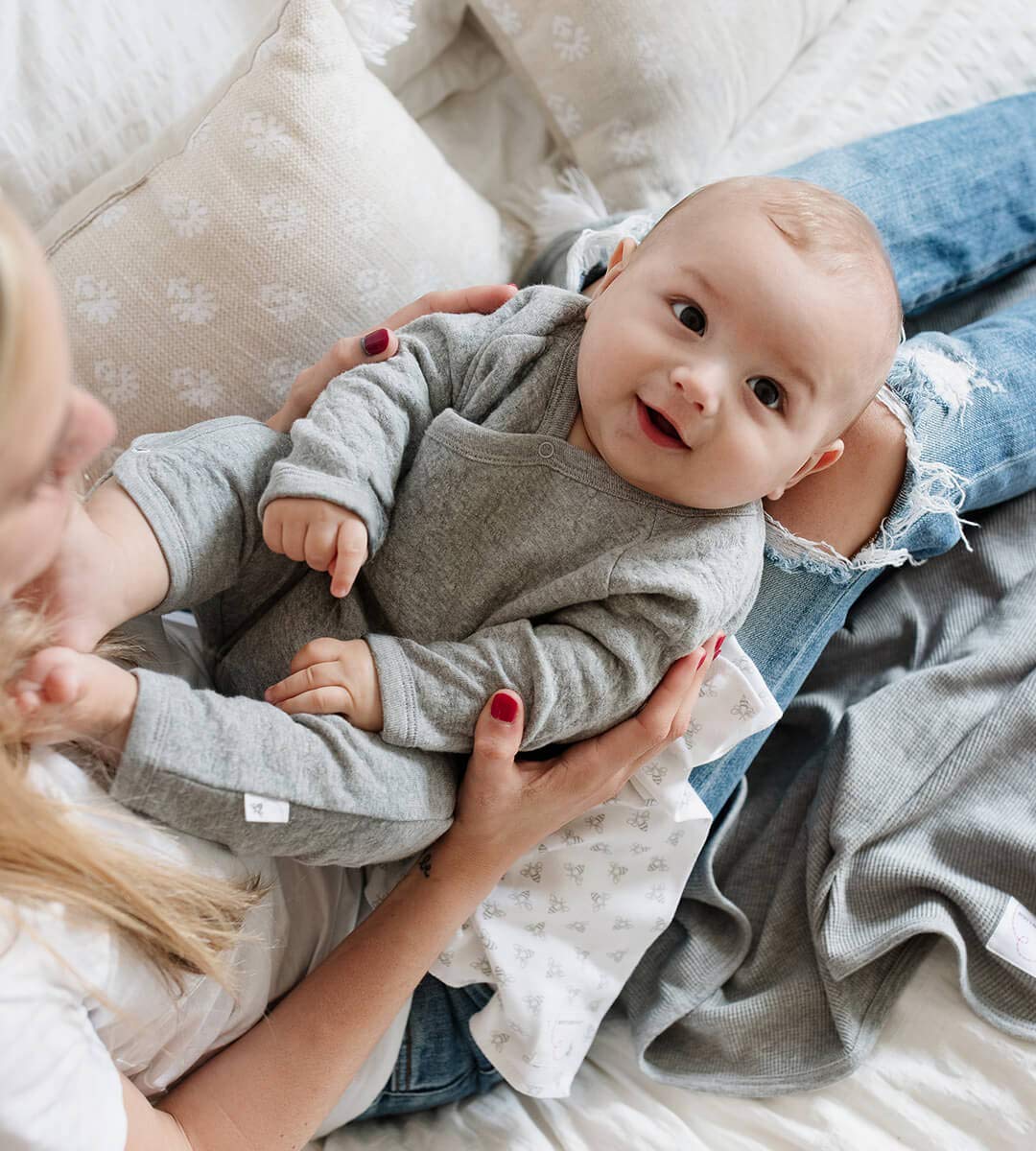 Burt's Bees Baby 'baby-boys' Romper Jumpsuit, 100% Organic Cotton One-piece Coverall and Toddler Footie, Heather Grey Quilted Kimono, 3-6 Months US