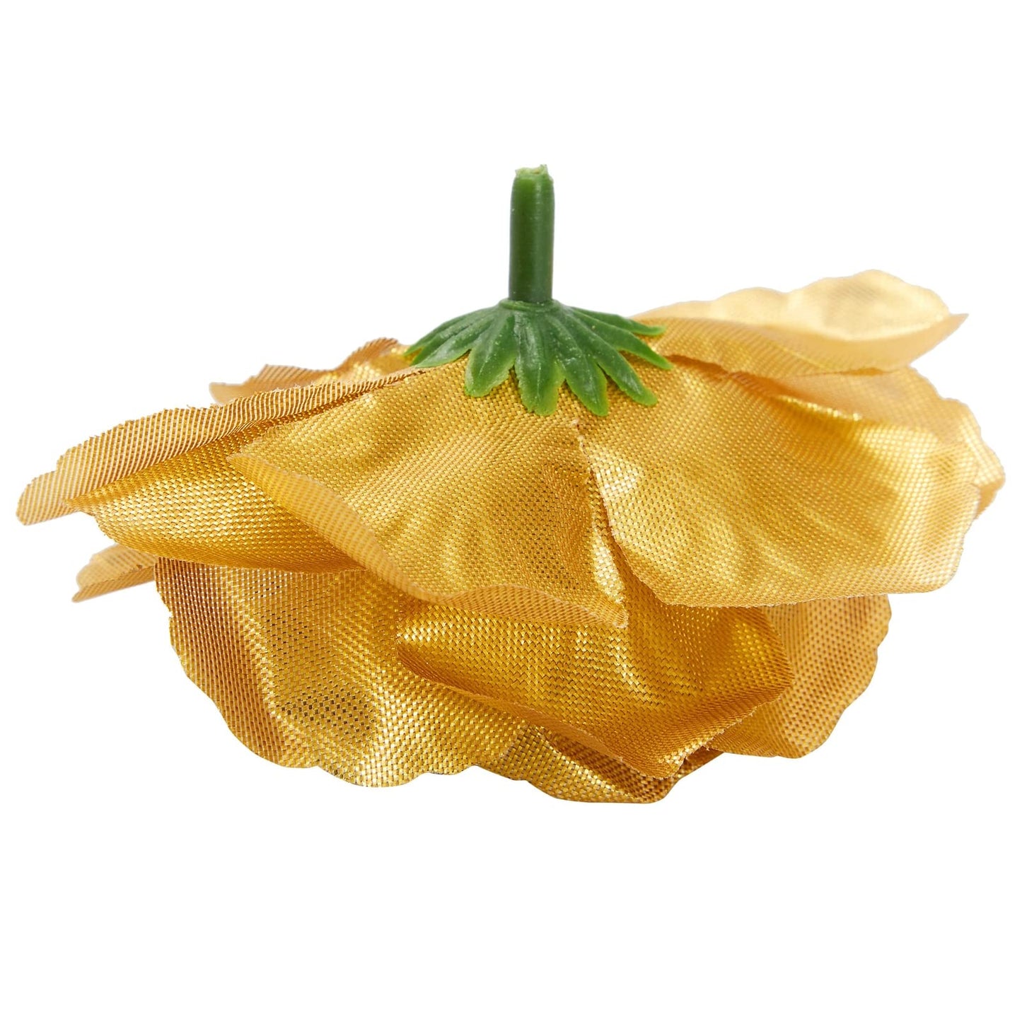 50 Pack Gold Roses Artificial Flowers Bulk, 3 Inch Stemless Fake Silk Roses for Decorations, Wedding, Faux Bouquets