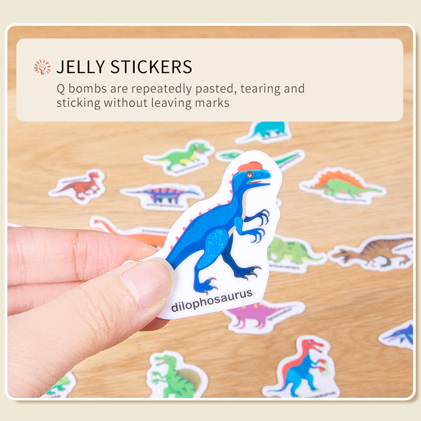 3 Pack Portable Jelly Sticker Quiet Book for Kids, Reusable Sticker Book for Toddlers, Preschool Learning Activities Learning & Education Toys, Animal Dinosaur Vehicle Travel Toys