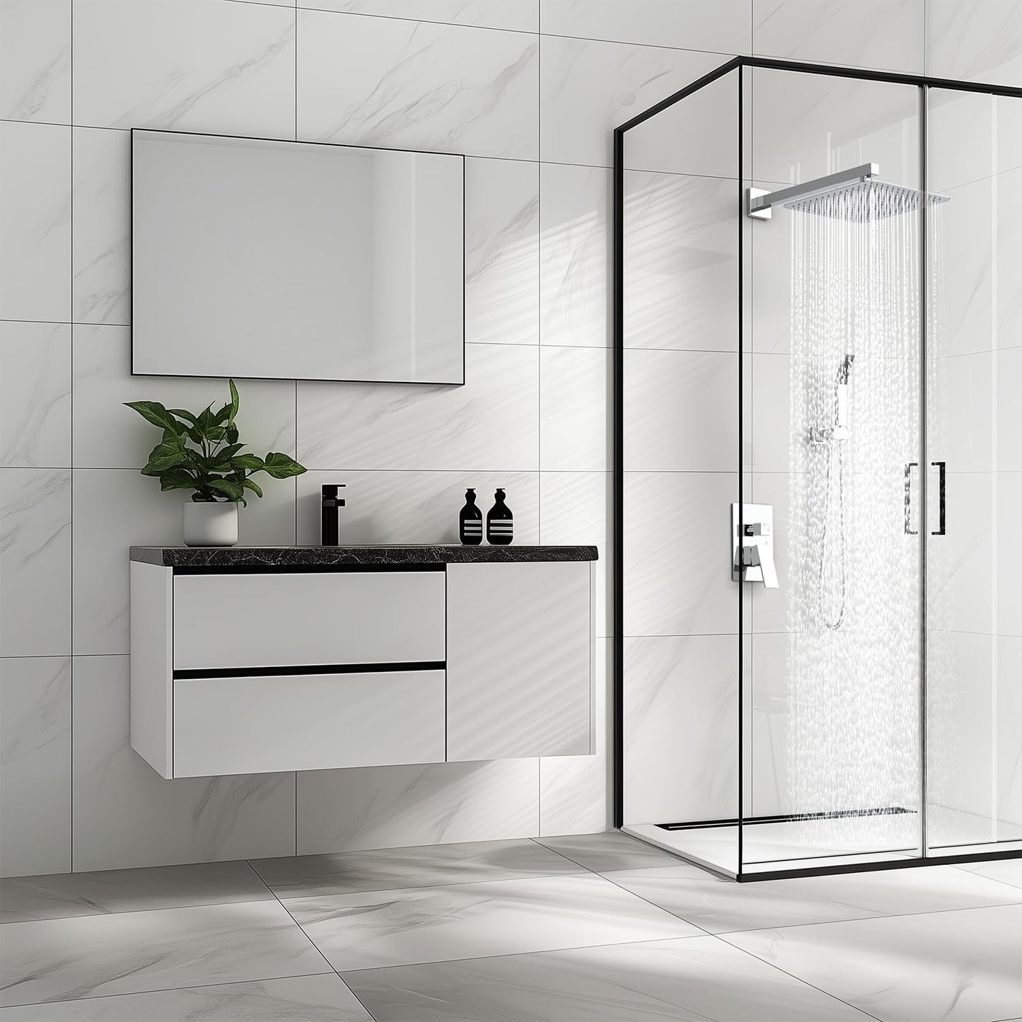 SR SUN RISE Luxury 12 Inch Large Square Stainless Steel Shower Head High Pressure Rainfall Showerhead Ultra Thin Water Saving Polished Chrome