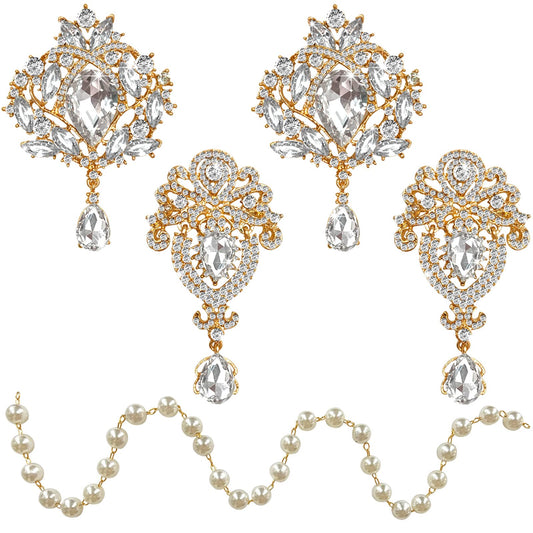 Yhsheen Rhinestone Brooches Crystal Brooch Pins, Pearl Crystal Wedding Bouquet kit Set (Silver-14pcs)…