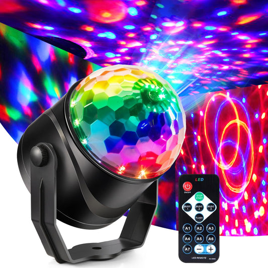 Gorkue DJ Disco Ball, Party Lights Sound Activated with Remote, Strobe Light for Home Room Dance Birthday Party Supplies, Stage Lamp for New Years Birthday Halloween Christmas Decorations