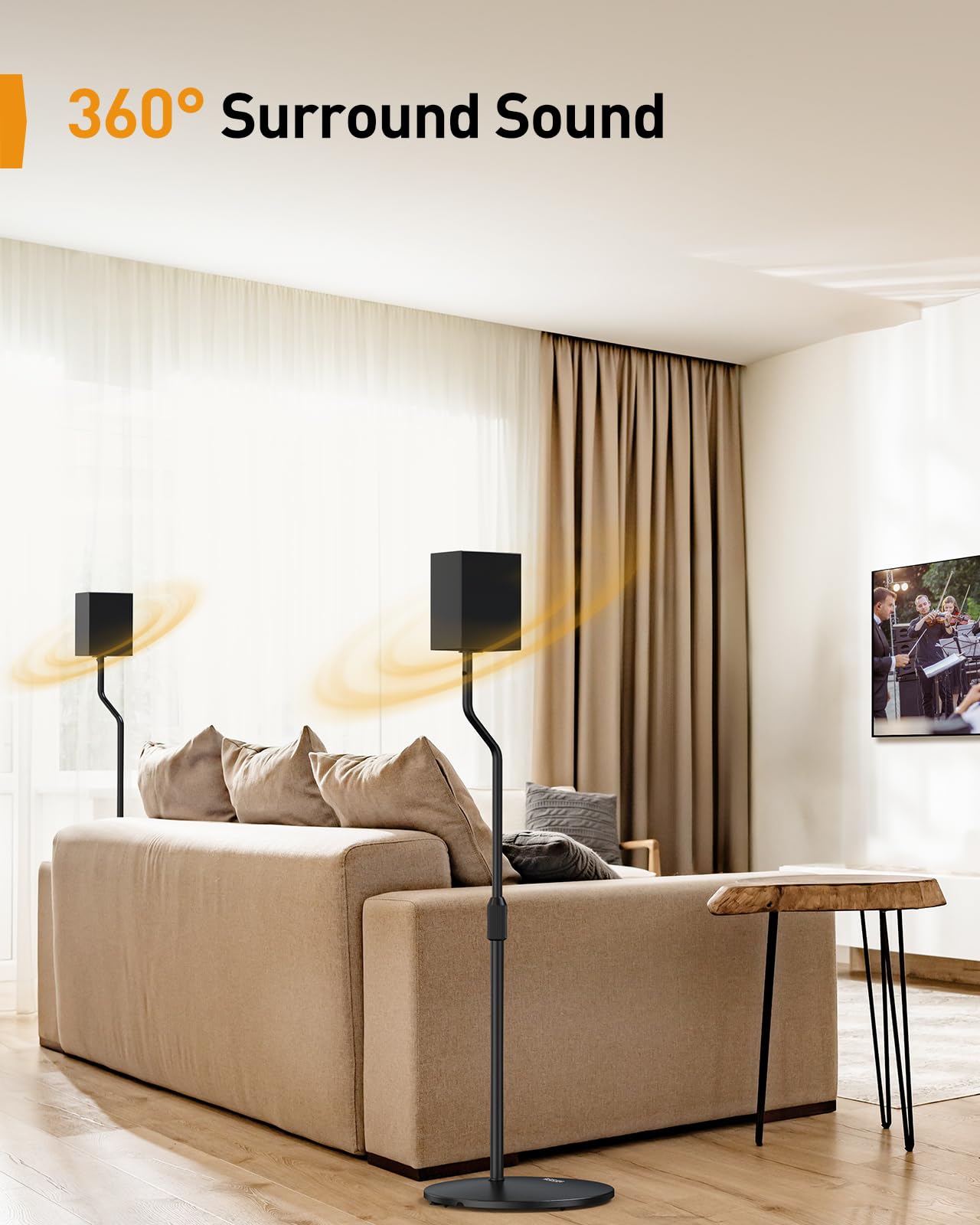 Perlegear Speaker Stand Pair, 28” to 38” Height Adjustable Surround Sound Speaker Stands for Small Bookshelf, Satellite Speakers, and Studio Monitors up to 5lbs, Tool-Free Floor Speaker Stand, PGSS11