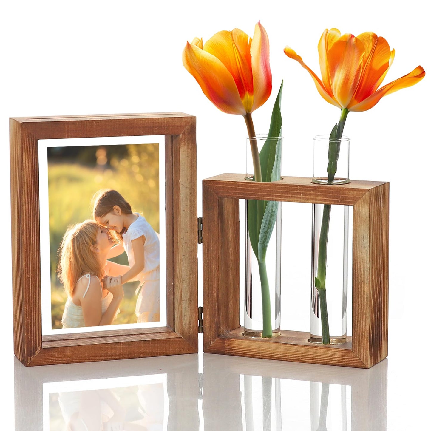 LCFALO Plant Propagation Stations, Propagation Vases for Plants with Photo Frame and Glass Planters Indoor Plant Stand Hydroponic Propagation Stations Tabletop Home Kitchen Office Decor