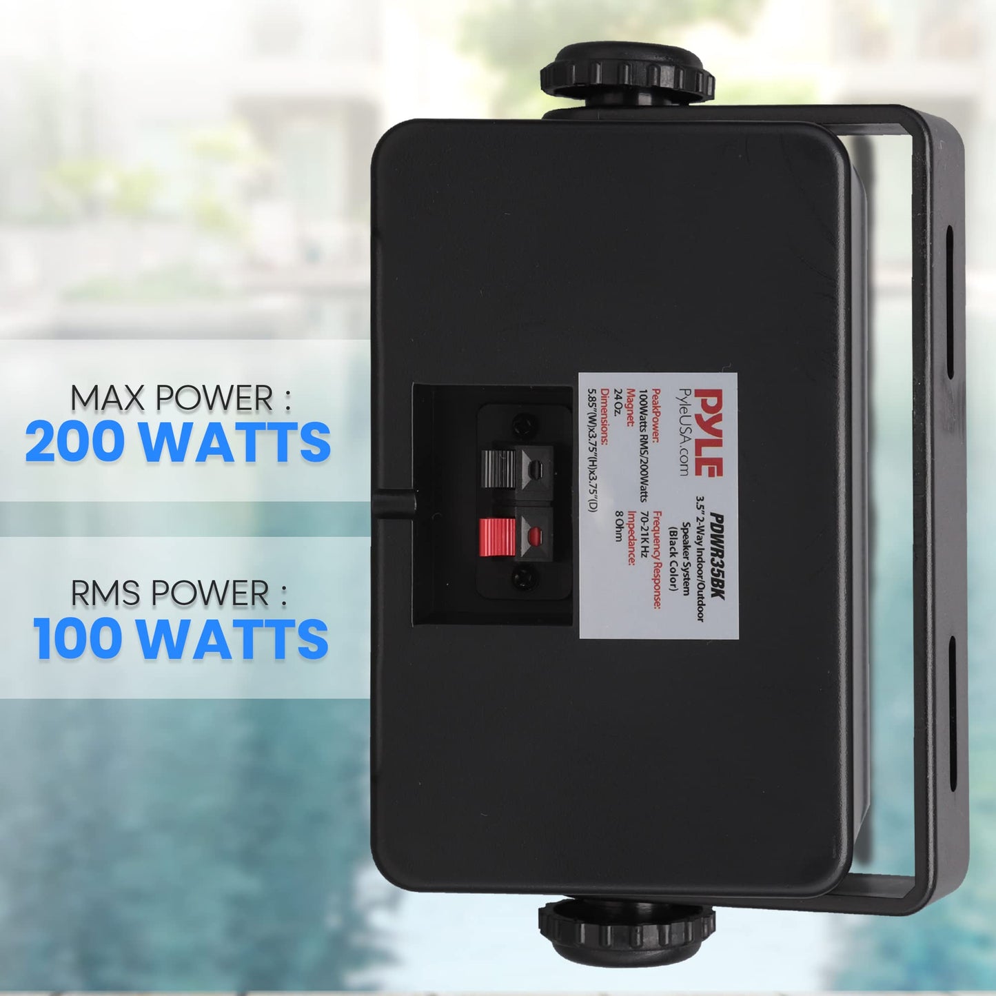 PYLE Outdoor Speakers- Waterproof Marine Grade Speakers, Universal Mounting, Heavy Duty ABS Construction- Boat, Patio, Pool, Indoor Outdoor Use- Black