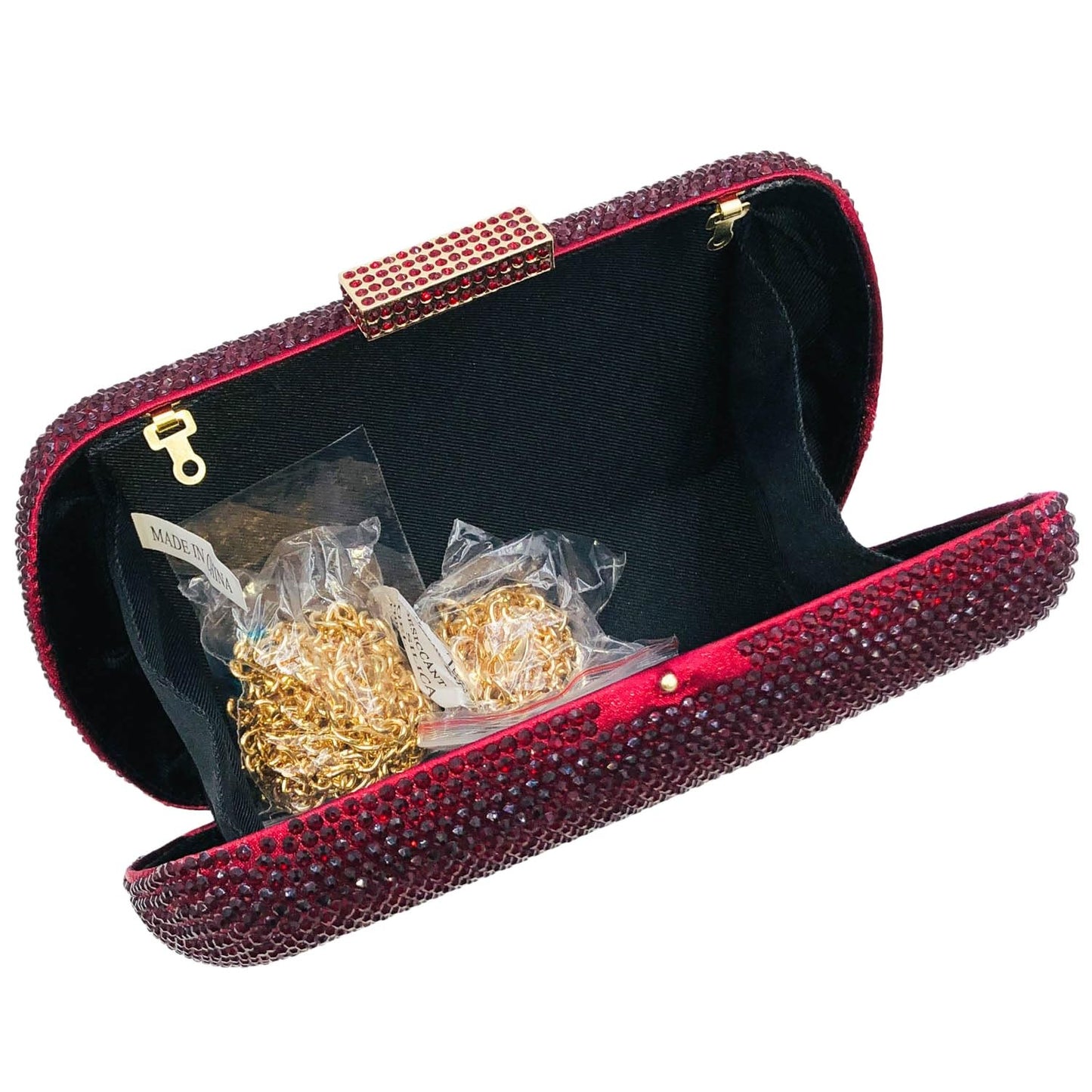 Boutique De FGG Rhinestone Clutch Purse Evening Bags and Clutches for Women Formal Crystal Clutch Bag Wedding Handbags,Mini,Burgundy