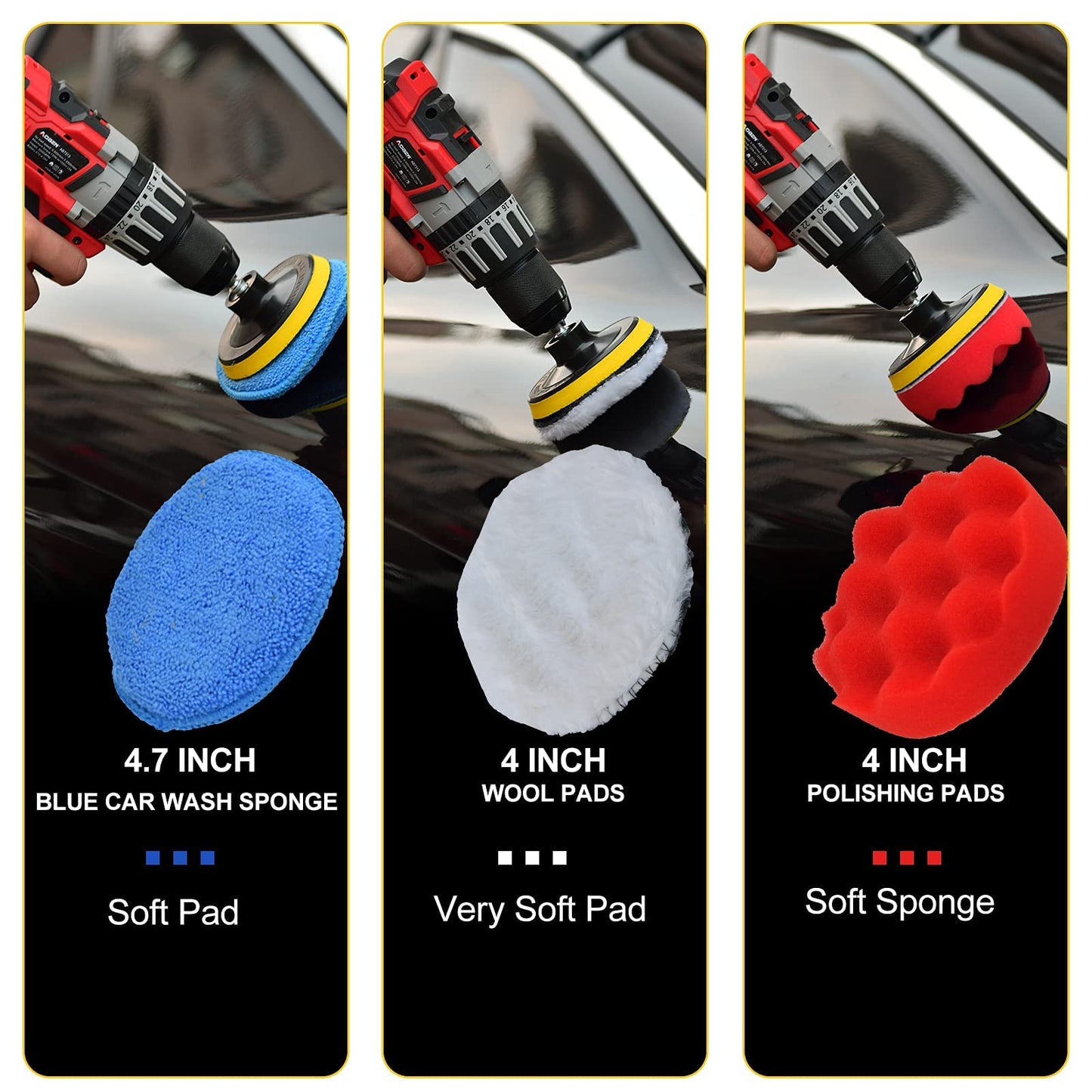 Shieldpro 45 Piece Drill Brush Attachment Set, All Purpose Power Clean Scrubber Brush, Scrub Pads & Sponge with Extend Long Attachment for Bathroom, Kitchen,Grout,Tub,Tile,Corners, Auto