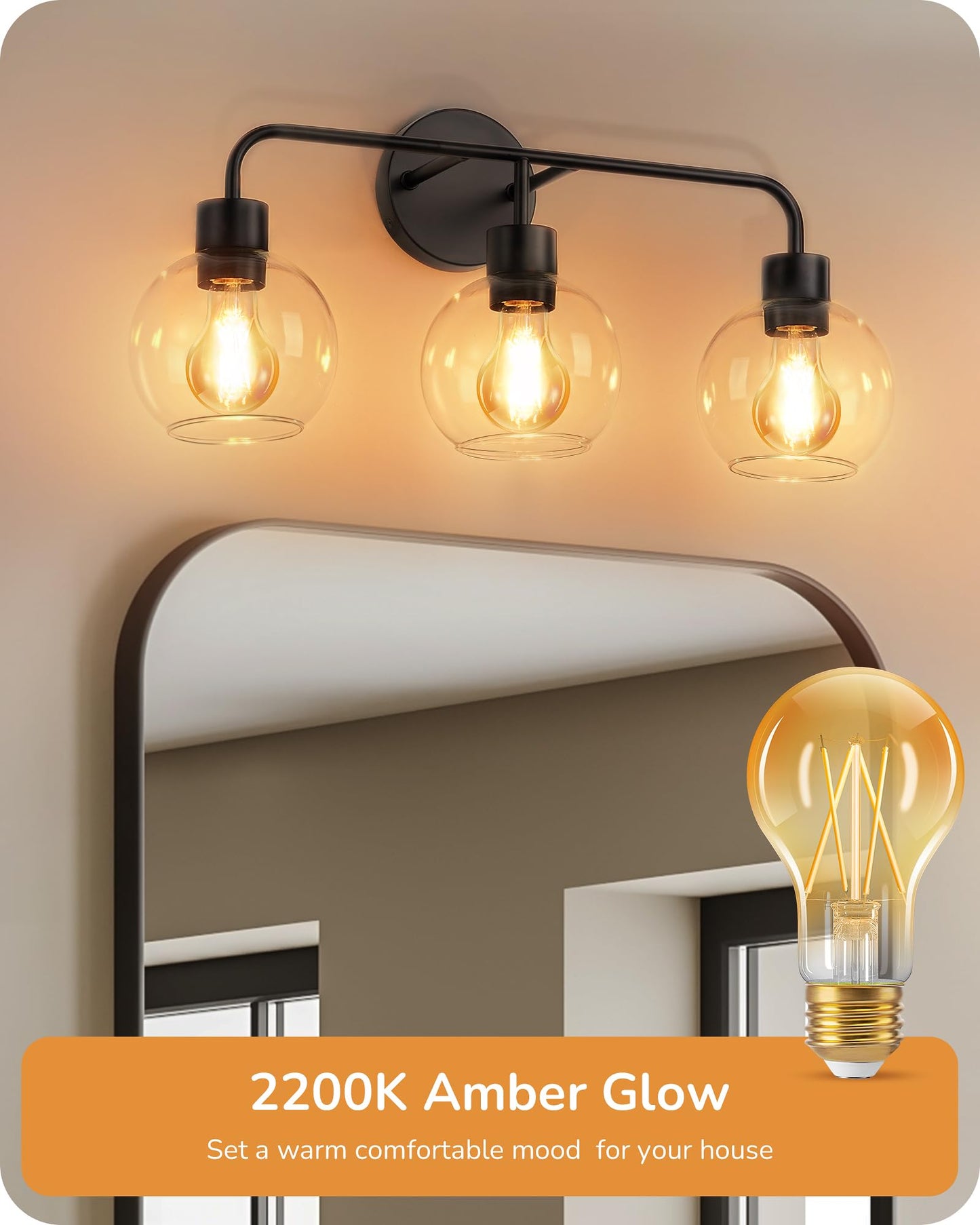 EDISHINE Vintage LED Edison Bulbs 8W, 60W Equivalent, 2200K Amber Warm Light, ST58 Antique Edison Light Bulb with 80+ CRI, A19 Dimmable LED Bulbs, 700LM, E26 Medium Base, 6 Pack