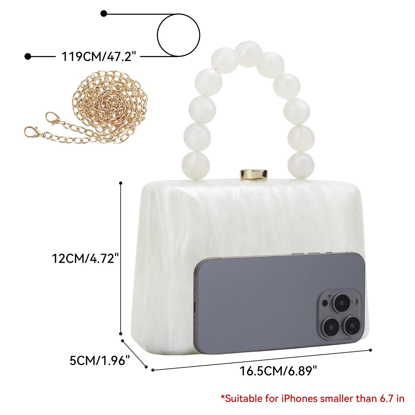 jessie Acrylic Purses Evening Clutch Bag Marbling Handbags for Women Cross Body Bag with Pearl Chain Formal Wedding Prom Party