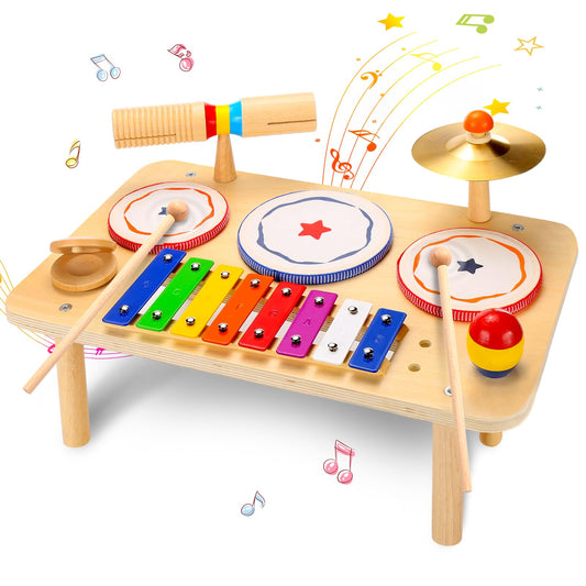 OATHX Kids Drum Set - 11 in 1 Musical Instruments for Toddlers Baby Preschool Educational Musical Toys, Montessori Toys for Kids Ages 1-6