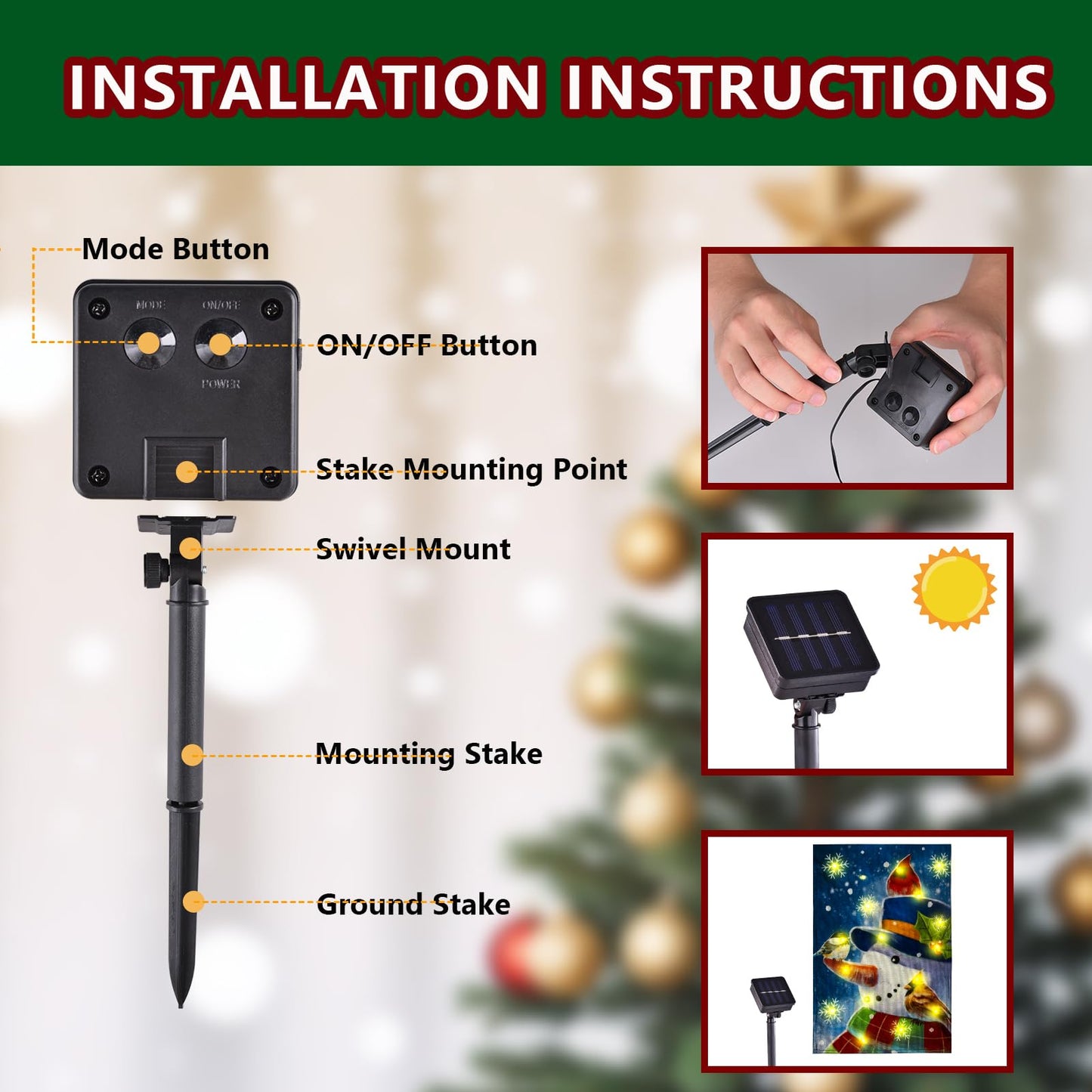 Christmas Lights Garden Flag,Double Sided Christmas LED Outdoor Christmas Yard Flag for Winter Christmas Outdoor Decoration (Multi_Snow, 12 * 18)