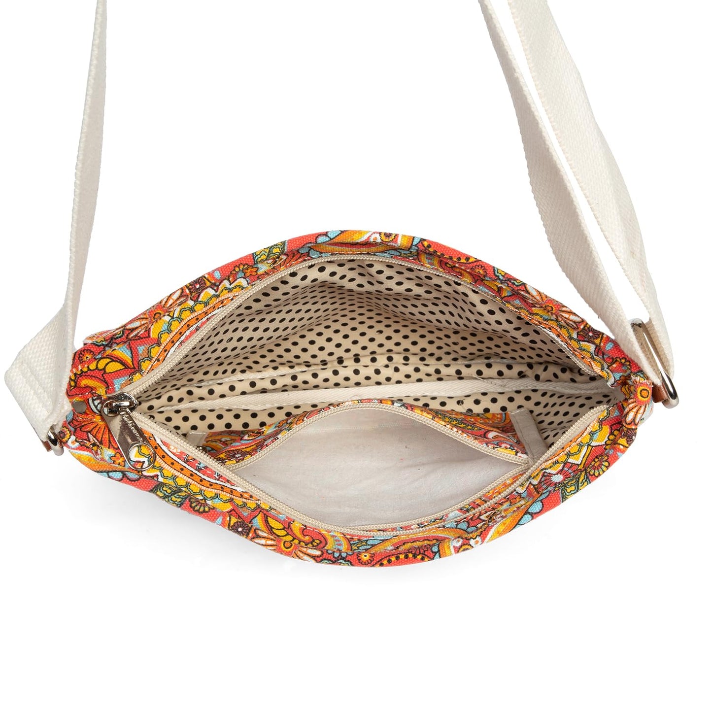 Malirona Women 's Durable Floral Crossbody Bag Canvas Messenger Handbag Multi Pocket Travel Satchel Purse (Red Flower-M)