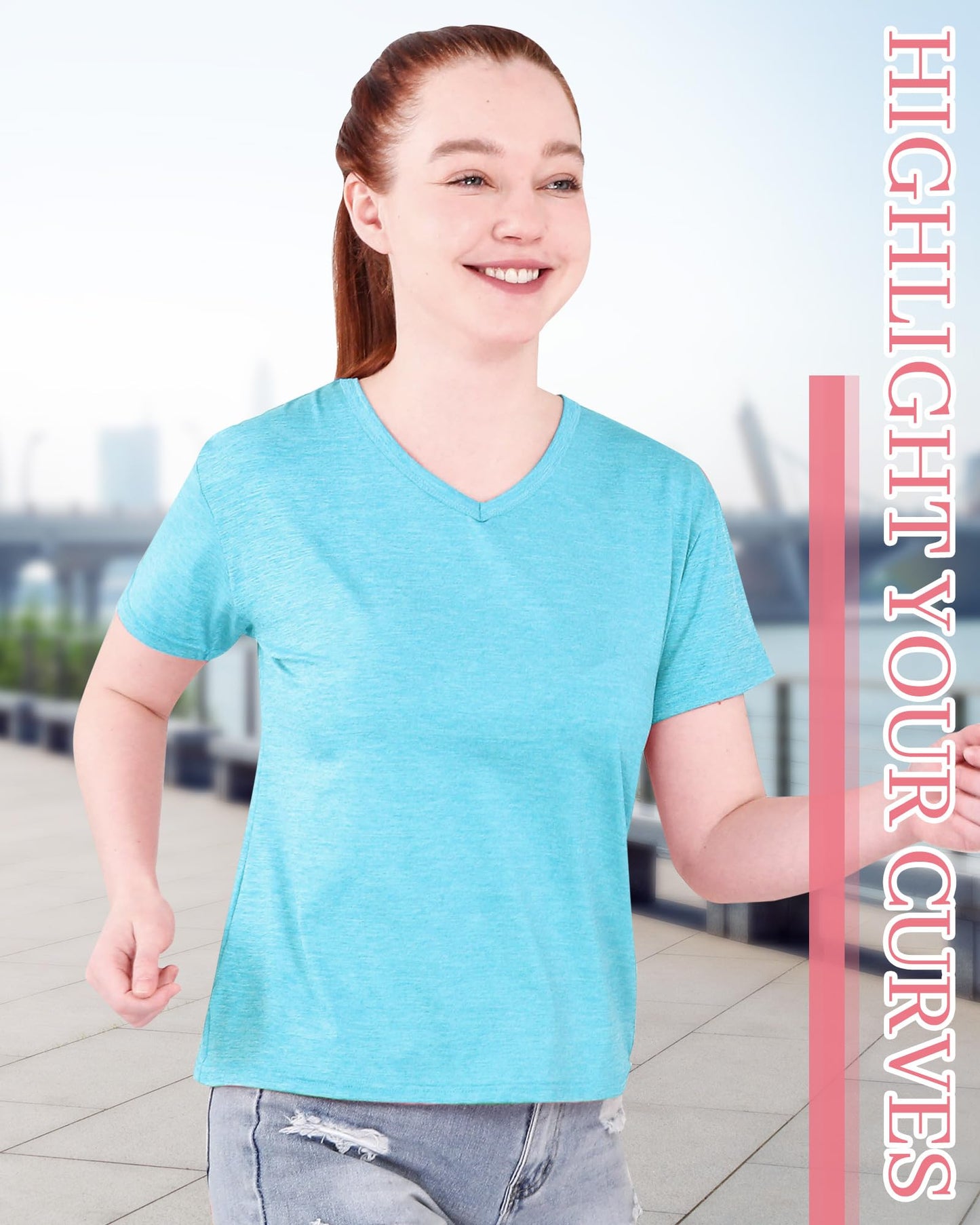 Taiyin 10Pcs Women's Dry Fit T Shirts V Neck Short Sleeve Lightweight Shirts Tee for Workout Athletic Yoga Gym Hiking Running (Dark Colors,XL)