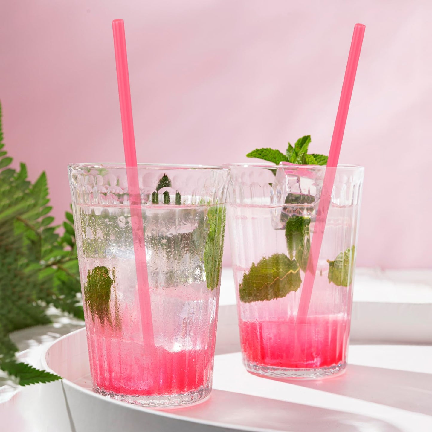 Sibba 200Pcs Heart Shaped Pink Straws, Cute Straw, Disposable Straws for Valentine's Day, Cocktail, Birthday Party, Bridal Shower, Wedding Supplies