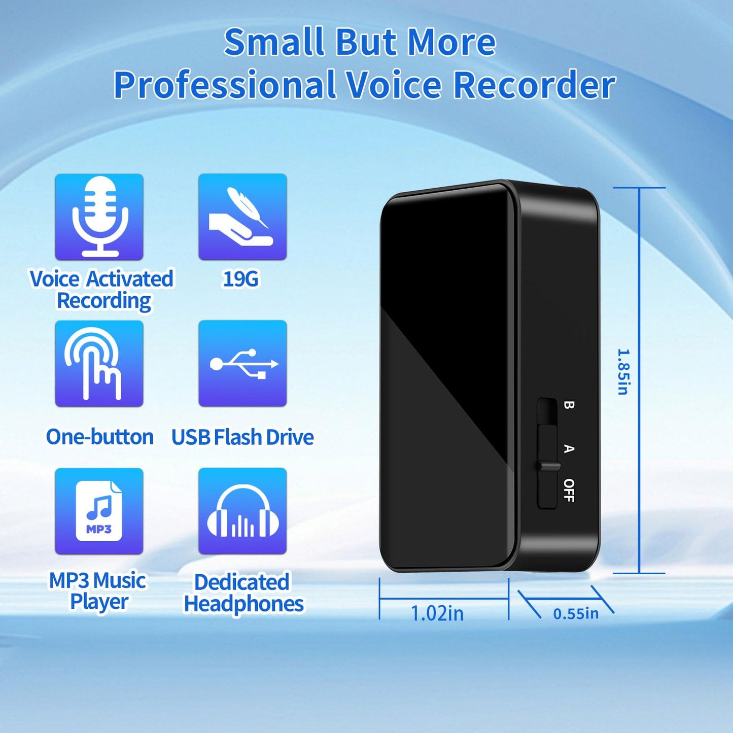 64GB Voice Recorder - Mini Voice Recorder, Long Standby, Portable, One-Touch Operation for Car, Conference, Presentation, Interviews