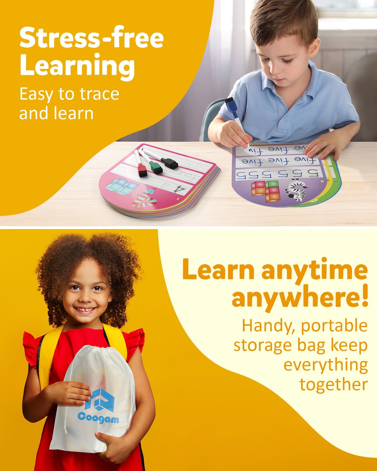 Coogam Handwriting Practice Copybook, Write and Erase Alphabet Number Learning Materials, Educational Tracing Letters for Pre-K Homeschool Student Kids Age 3-6