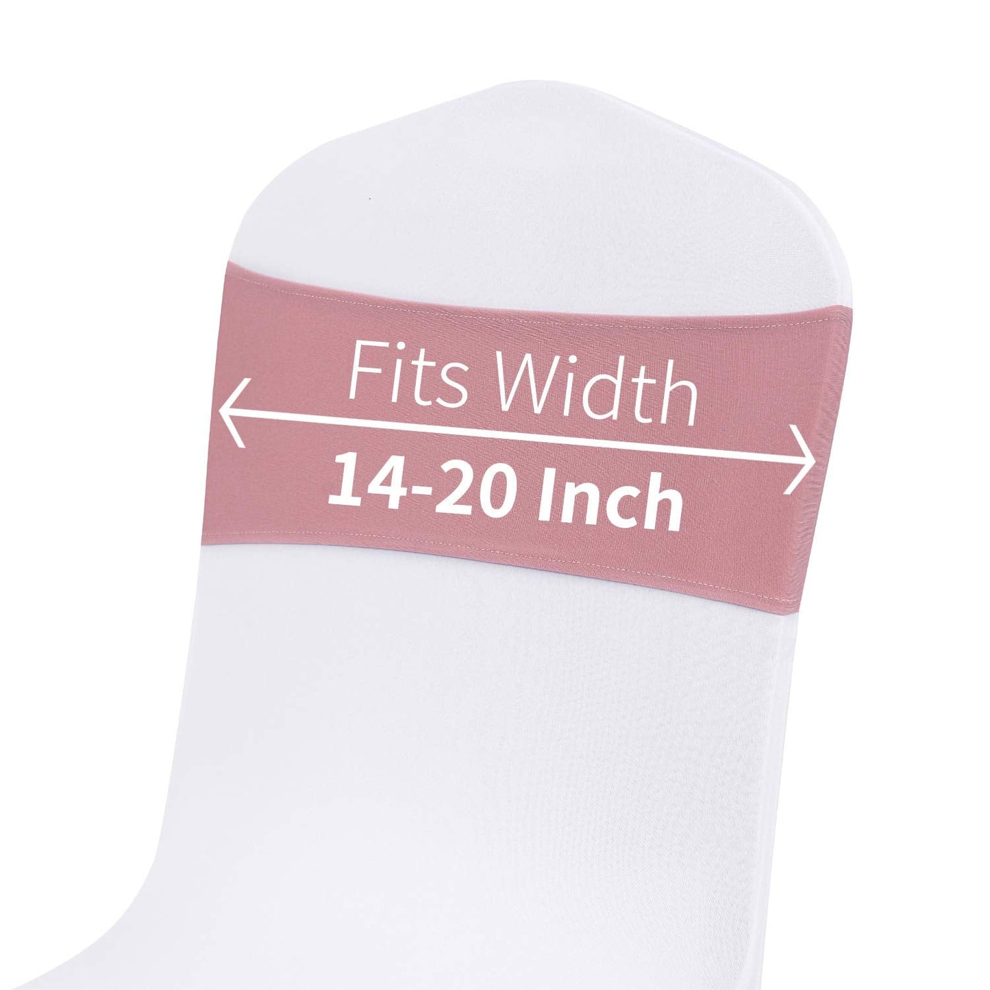 Peomeise 100pcs Dusty Pink Spandex Chair Sashes with Buckle Slider for Wedding, Party Decoration