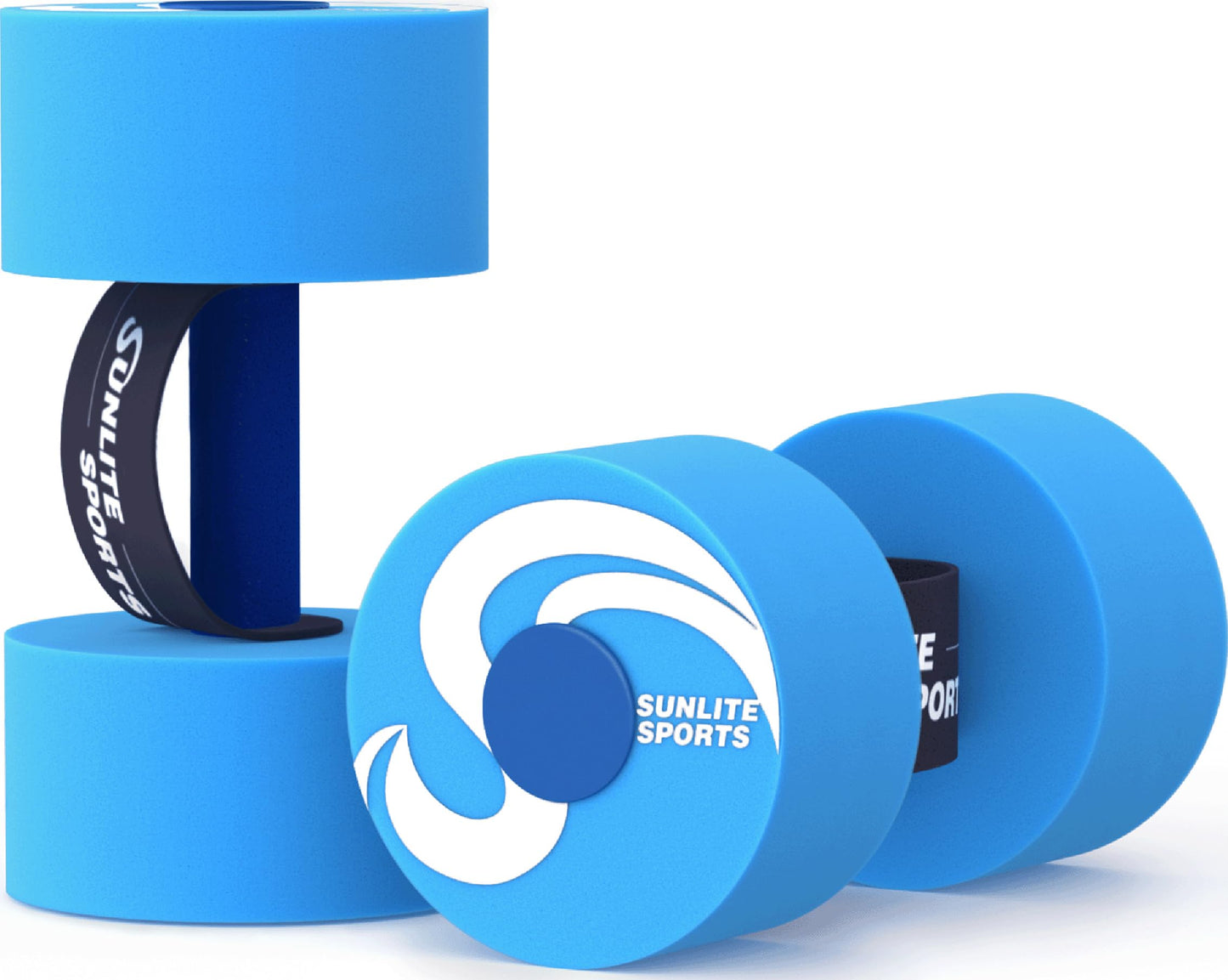 Sunlite Sports Water Weights Pool Exercise Dumbbells, Water Aerobic Equipment, High-Density EVA-Foam Dumbbell with Handle Strip, Aqua Therapy, Pool Fitness, Water Exercise, Set of 2
