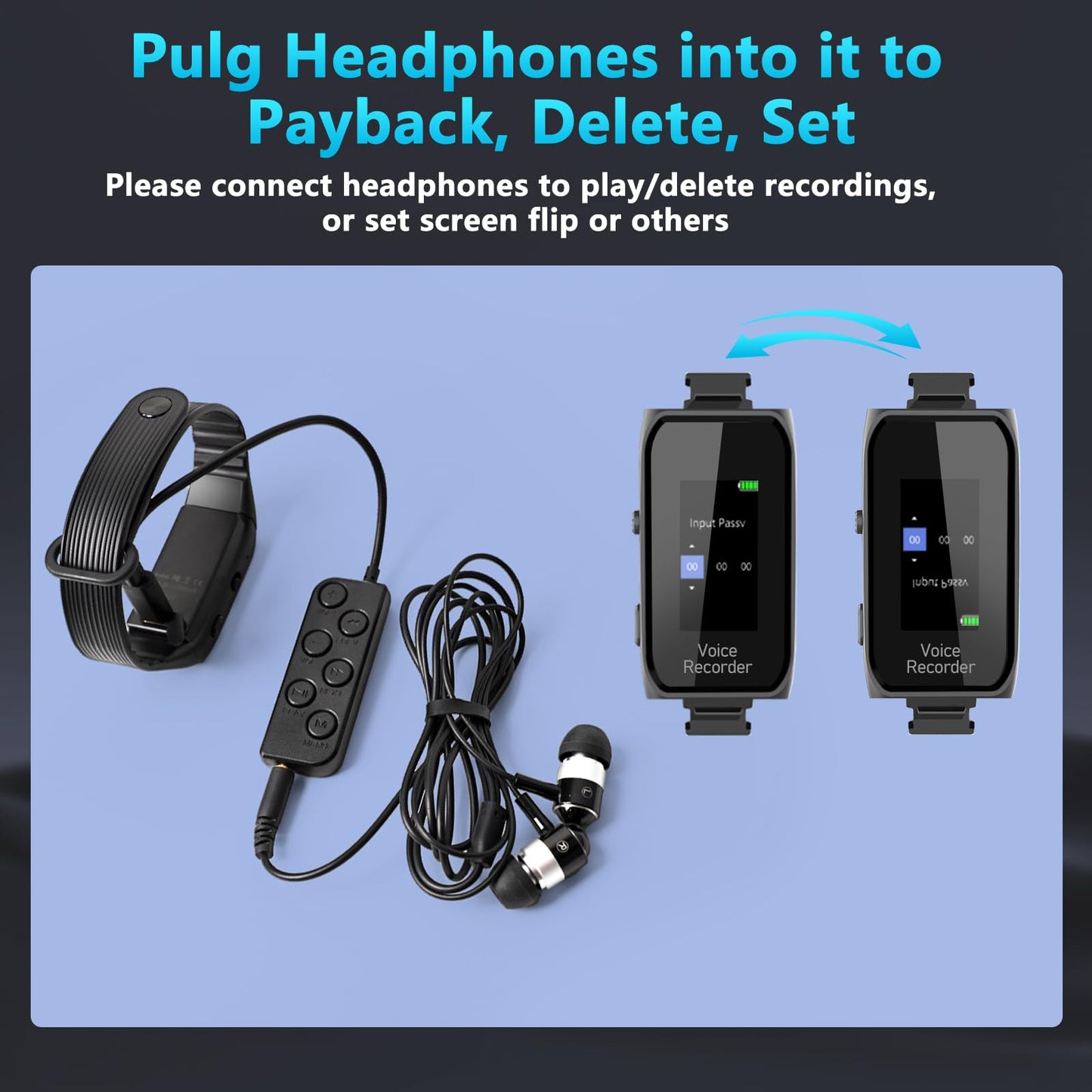 128GB Digital Voice Recorder with 8000 Hours Recording Capacity, Volorful Voice Activated Recorder with Playback, Password, Noise Reduction for Personal Meetings/Interviews/Classes