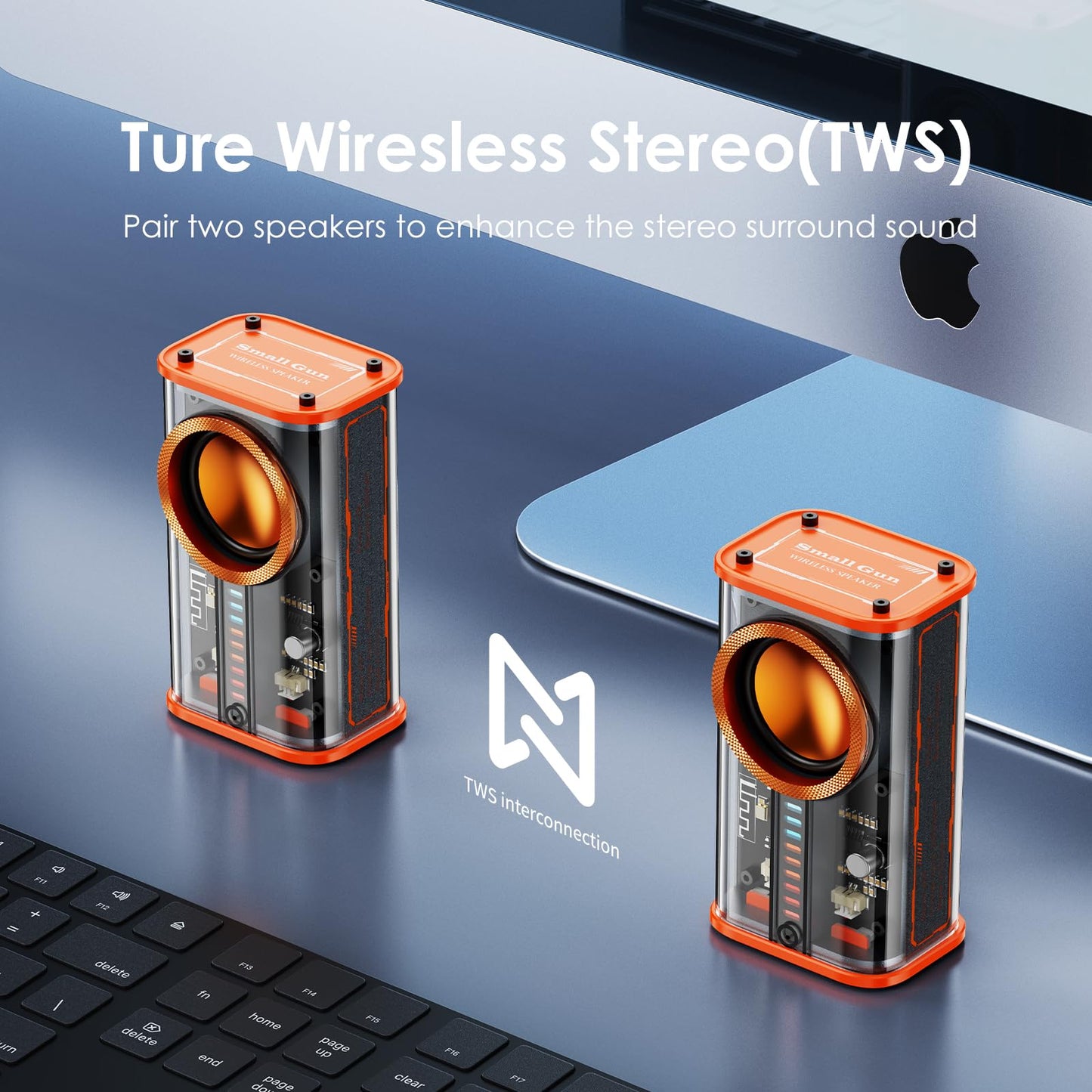 BSZHI Transparent Wireless Bluetooth Speaker Portable Mini Speaker with LED Colorful Lights Stereo Sound TWS Small Speakers for Office, Party Camping, Shower, Home, Travel