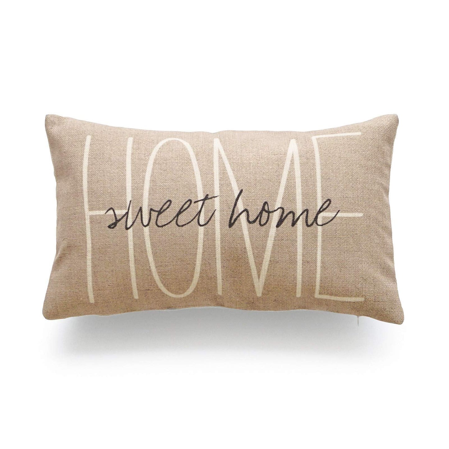 Hofdeco Lumbar Pillow Case Tan Grey His and Her Love Script HEAVY WEIGHT FABRIC Cushion Cover 12x20 (1Pc Tan Sweet Home)