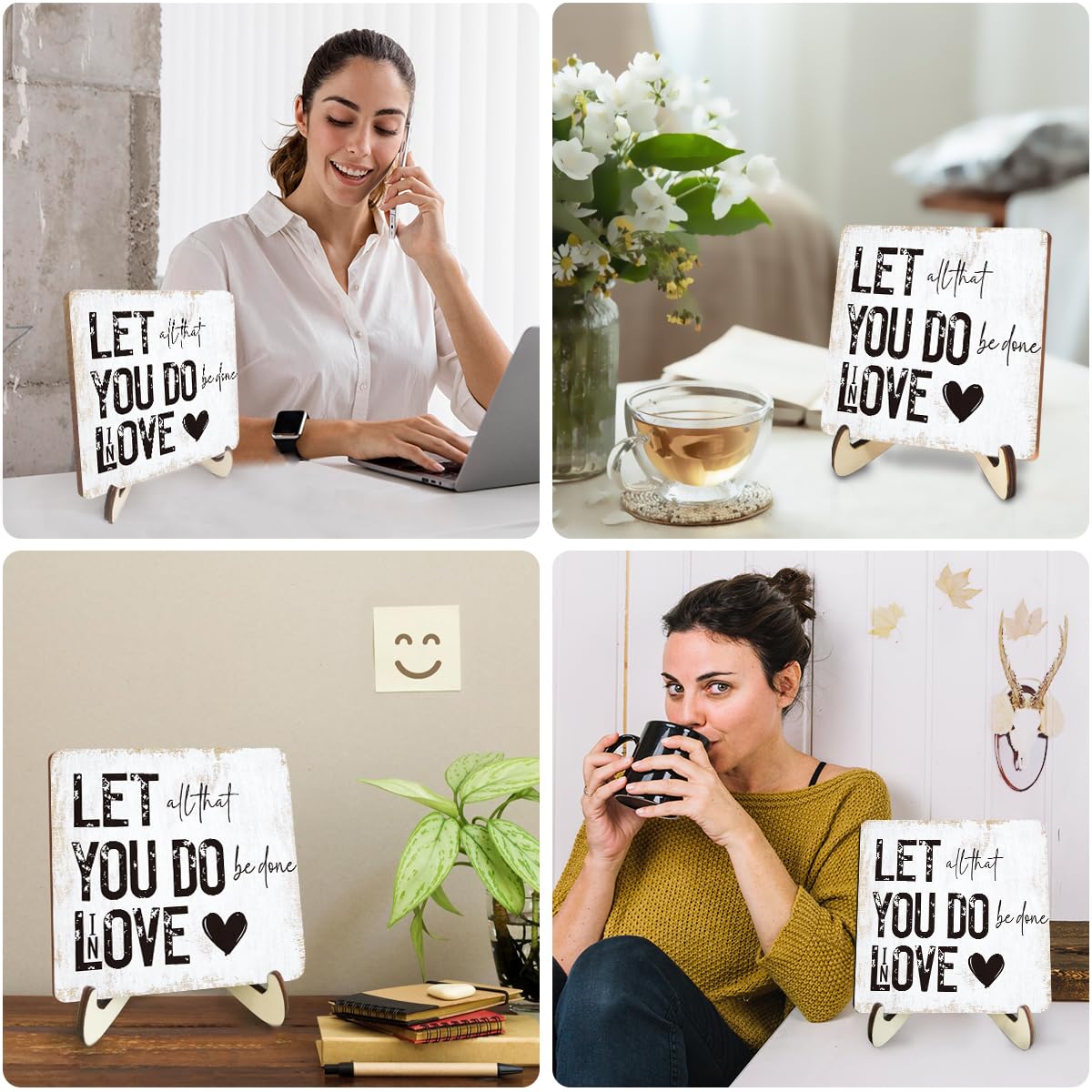 Inspirational Christian Gifts for Women Men Wood Sign Faith Religious Gifts Rustic Motivational Desk Decor Decorative Mental Health Decorations for Home Office Accessories Table Shelf Wooden Plaque