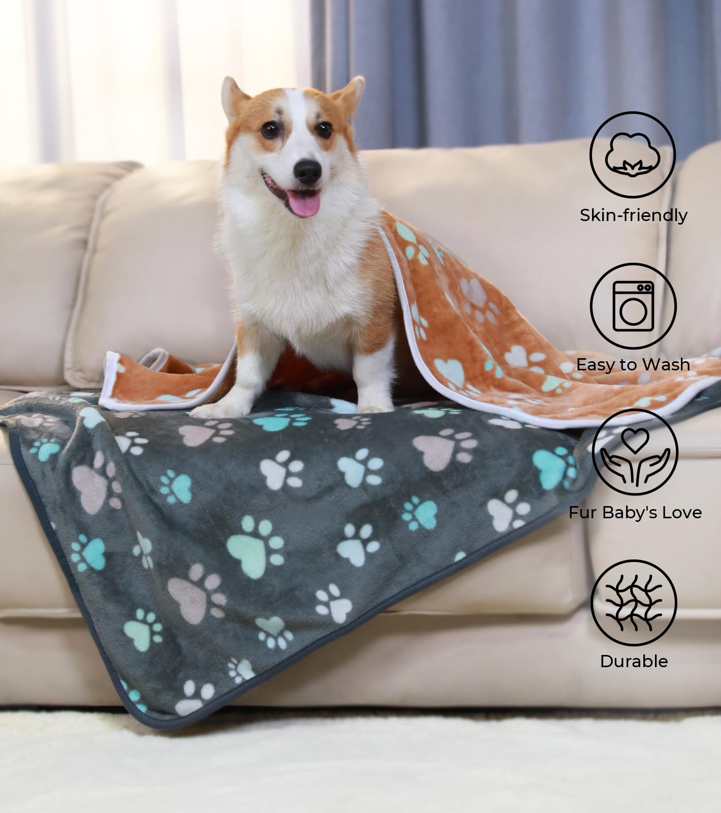 Luciphia 1 Pack 6 Dog Blankets Cat Soft Fluffy Fleece Pet Blanket Warm Cute Print Design Puppy Kitten Doggy Paw Small(23"x16")