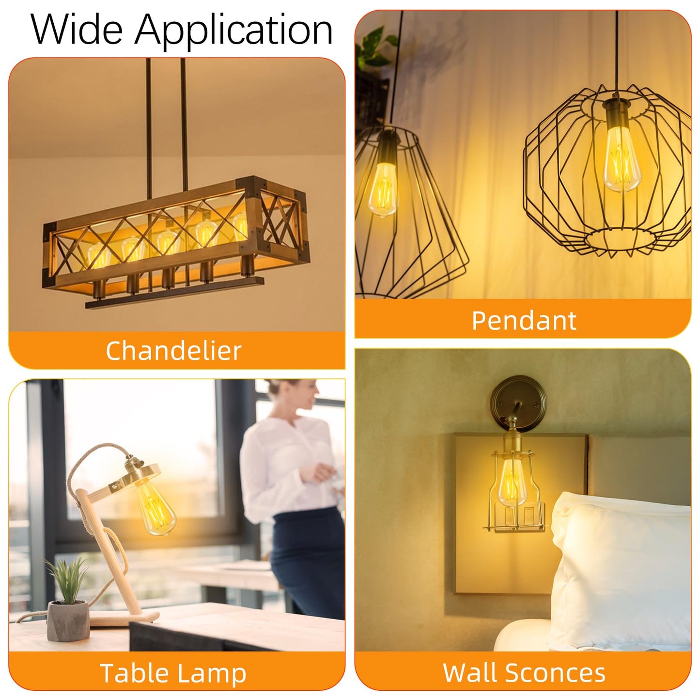 GvvooHome LED Edison Bulbs Dimmable, E26 Bulb 60 watt, Soft White 2700K, ST58 Vintage Light Bulbs, 90+ CRI, 6W 600LM, E26 Medium Base, Clear Glass, 10 Pack