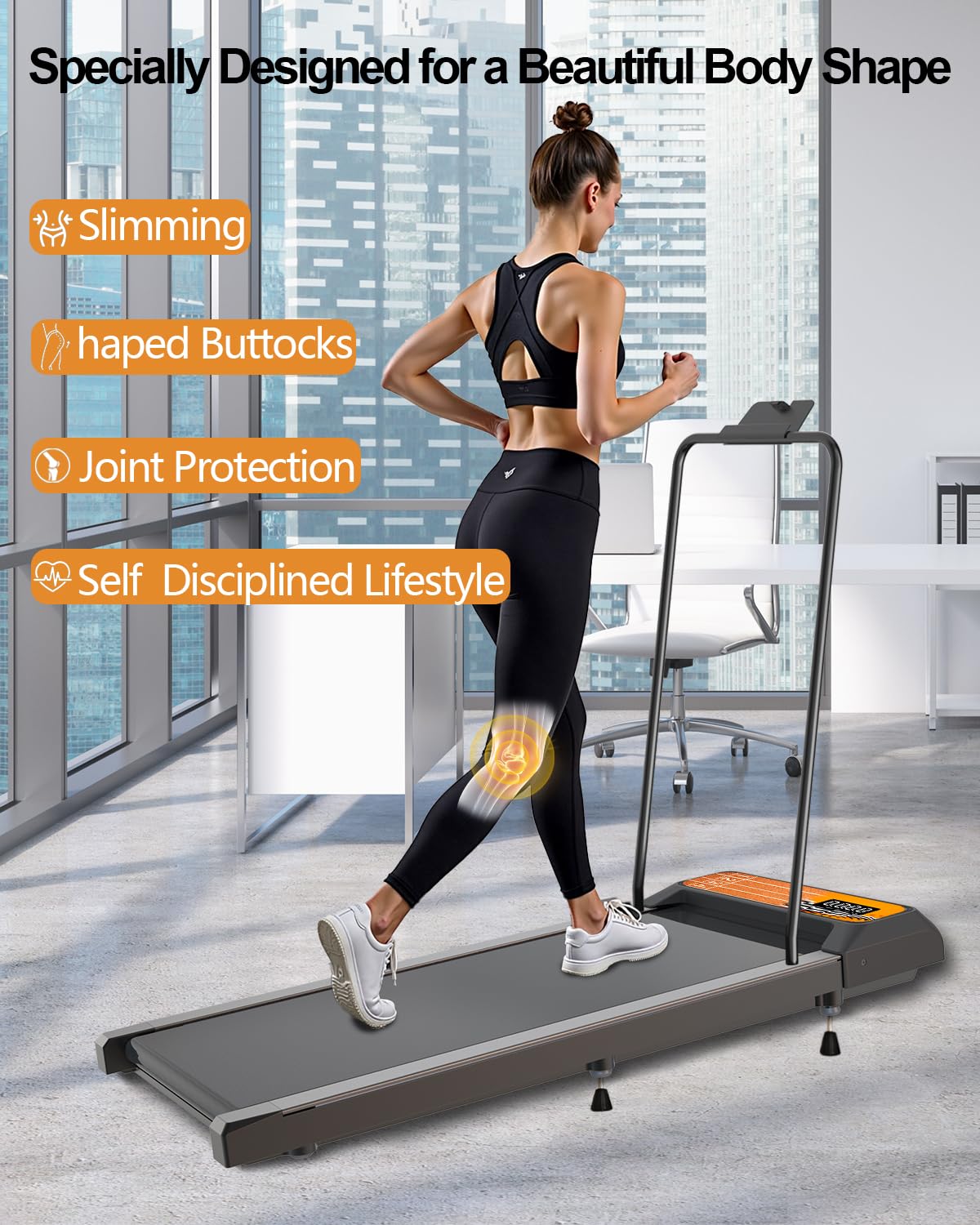 CYCLERADE Treadmill with Handle Bar for Home Small, Under Desk Treadmill with Remote Control LED Display 5.0 Speed for Home & Office