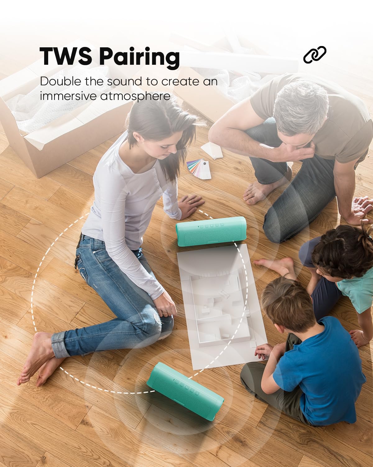 Bluetooth Speaker, IPX5 Waterproof Speaker with HD Sound, Up to 20H Playtime, TWS Pairing, BT5.3, Portable Wireless Speakers for Home/Party/Outdoor/Beach, Electronic Gadgets, Birthday Gift (Teal)