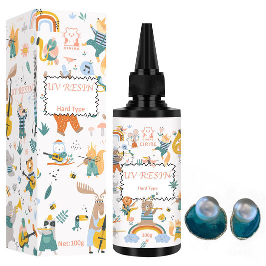 Hard Type UV Resin Kit, CIRIRE Upgraded Crystal Clear Fast Curing Epoxy Resin, UV Resin Supplies for DIY Craft and Decoration Making (100g*10)